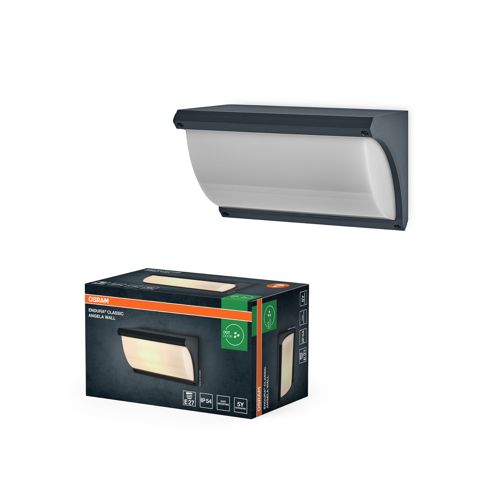 Candeeiro de parede exterior OSRAM ENDURA CLASSIC ANGELA, cinzento escuro, IP54 Candeeiro de parede exterior OSRAM ENDURA CLASSIC ANGELA, cinzento escuro, IP54