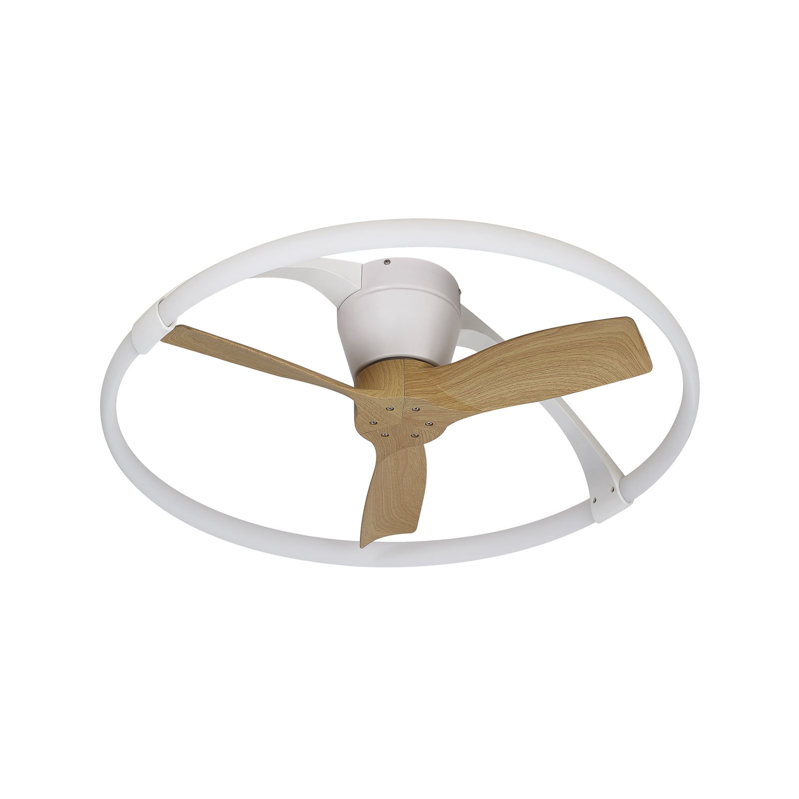 Nepal Mini LED-Deckenventilator, App, weiß/buche - Mantra