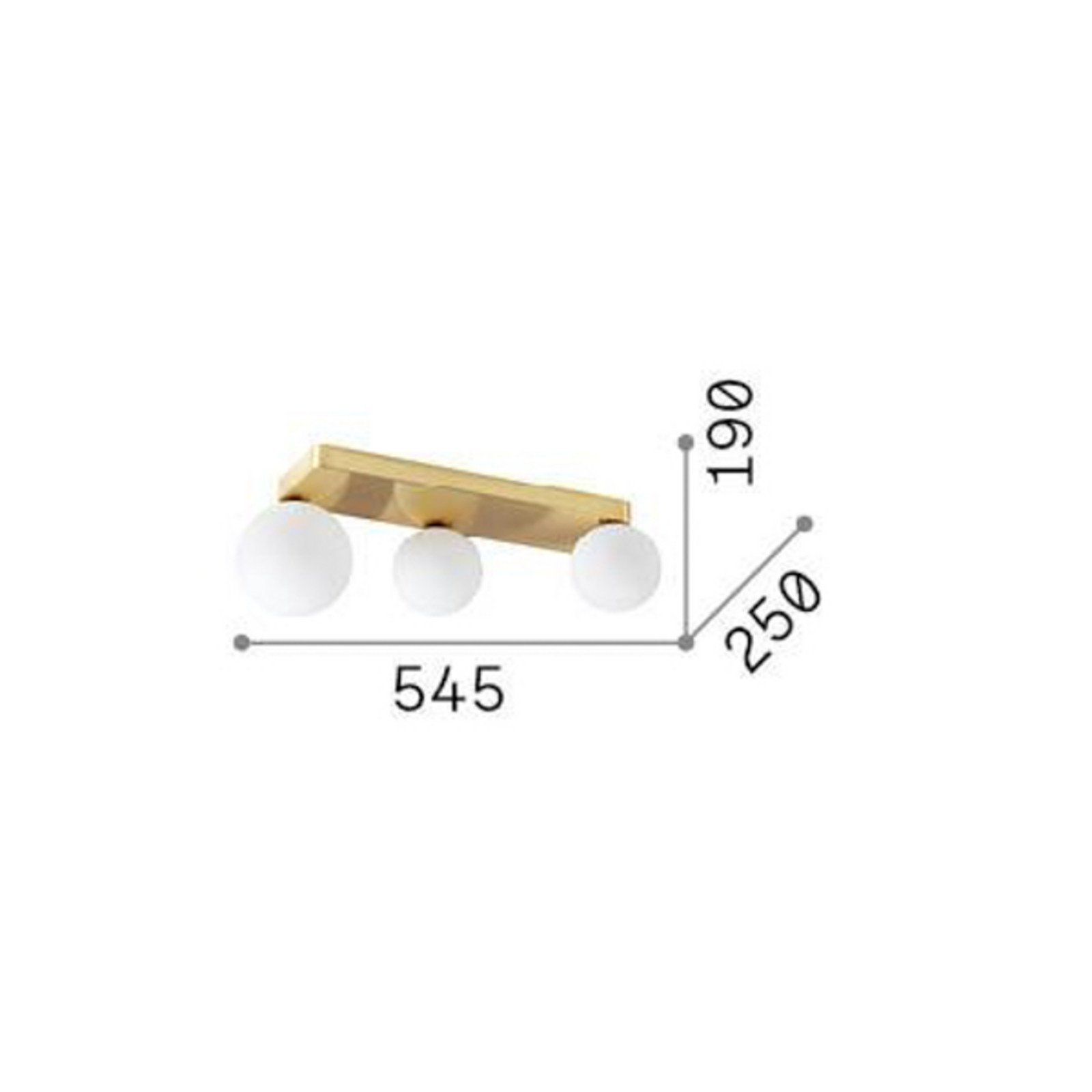 Plafonieră Ideal Lux Penta 3 lumini culoare aurie sticlă opalină