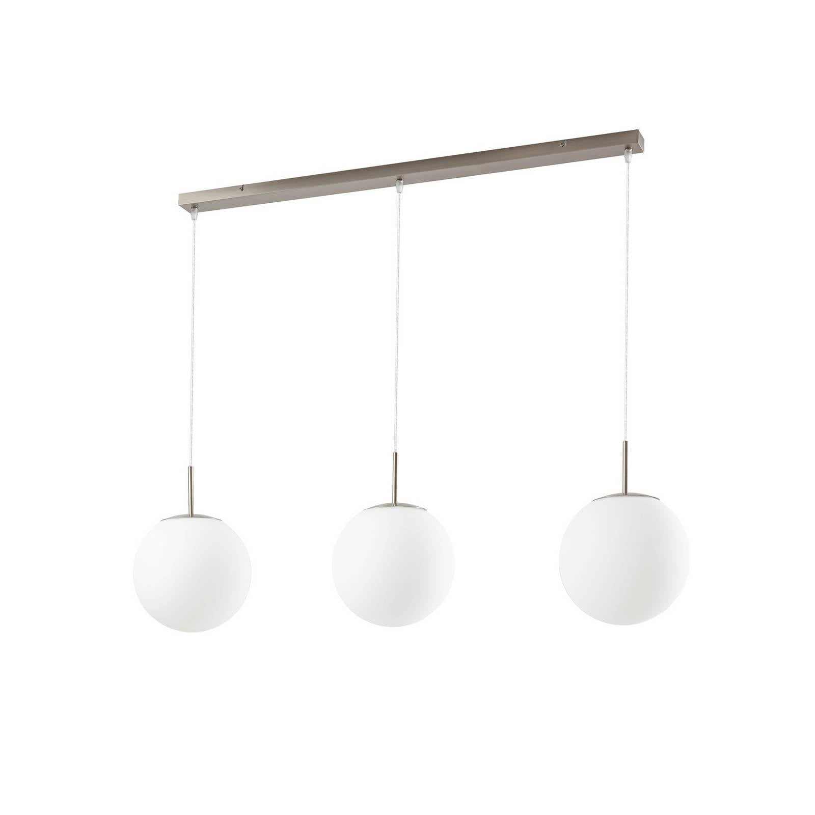 Lindby Hängelampe Marike, 3-flg., Länge 120 cm, weiß/nickel