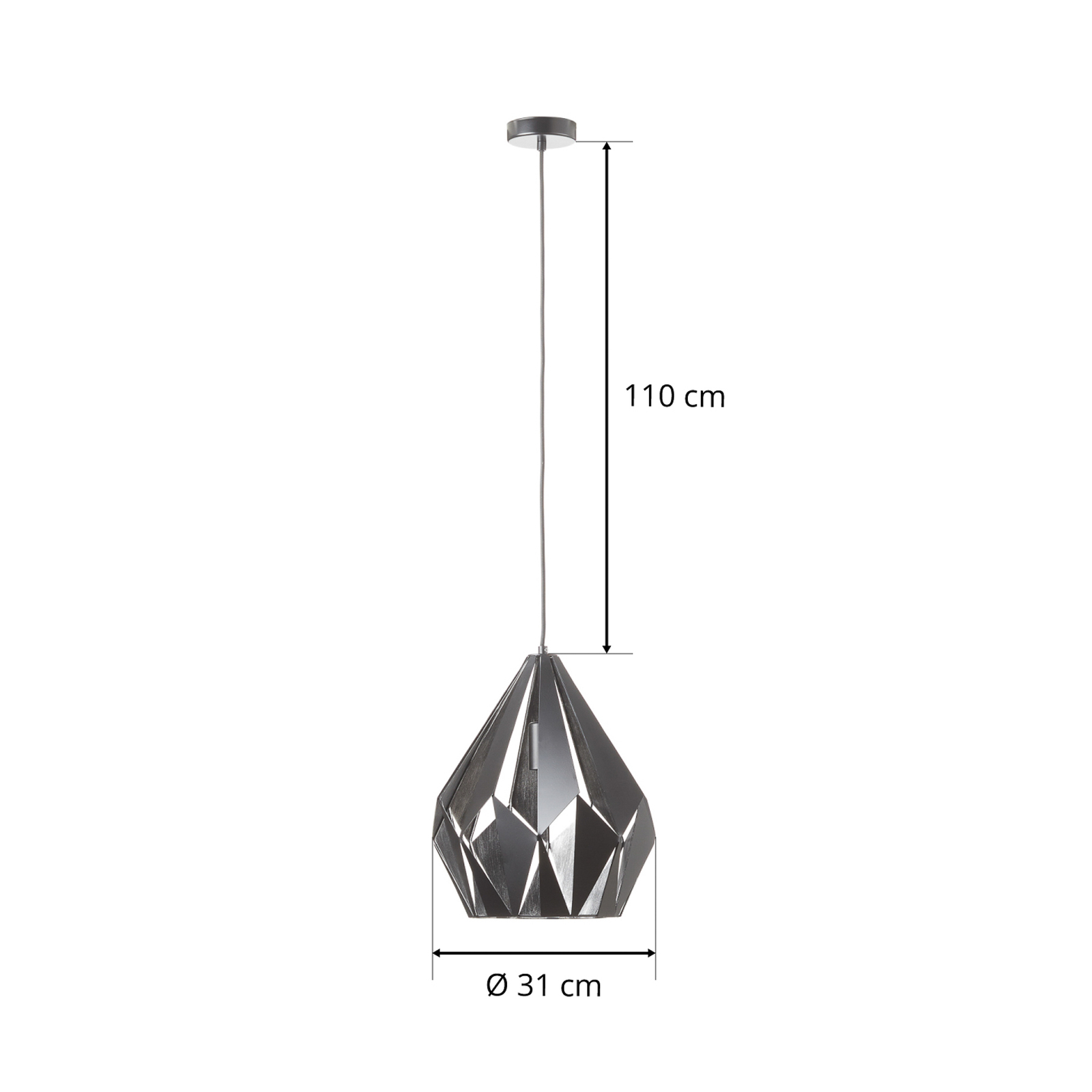 Hanglamp Carlton zwart-zilver Ø 31 cm