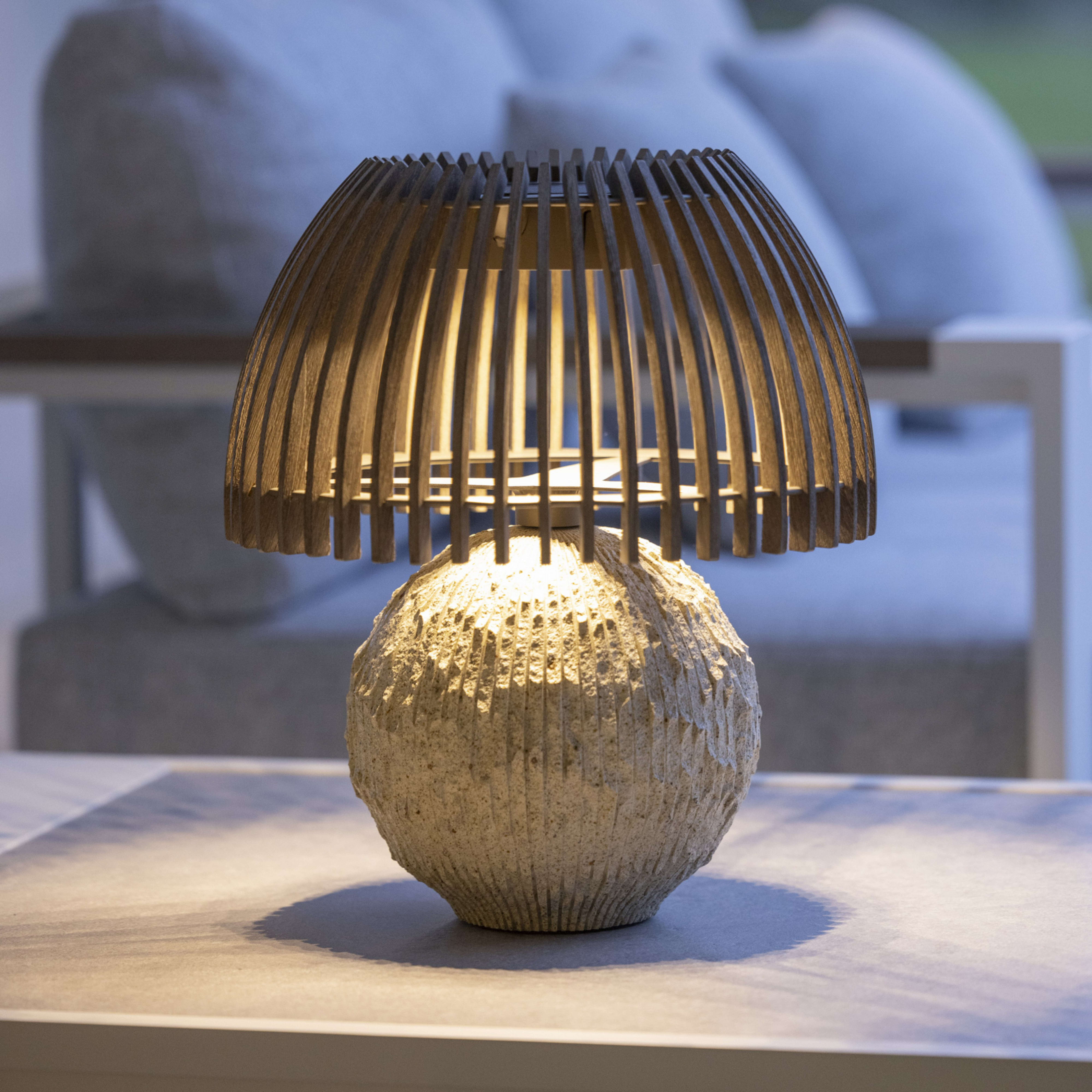 Les Jardins Lampe de table LED Alba, gris/beige, hauteur 41 cm