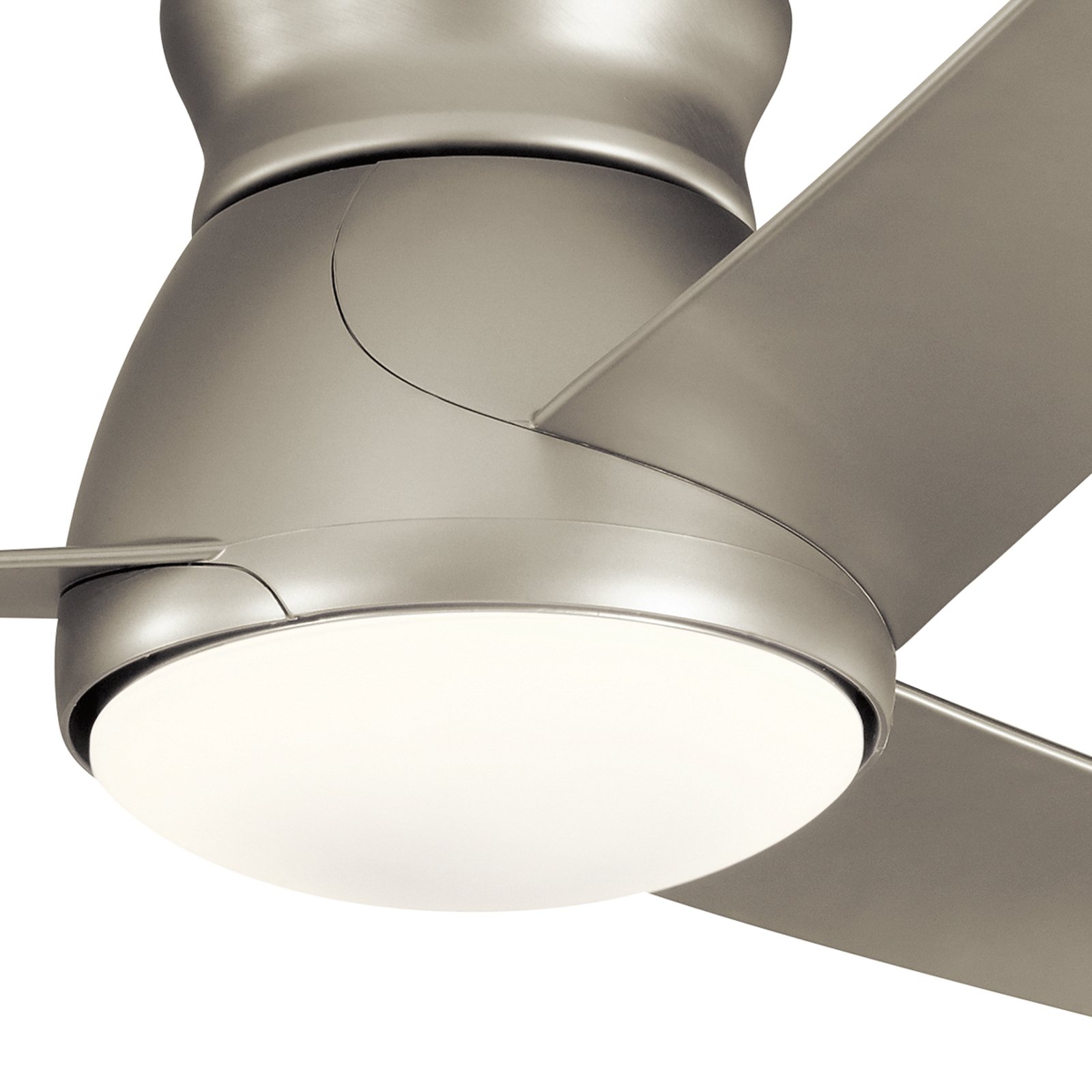 Eris LED ceiling fan, IP44, brushed nickel