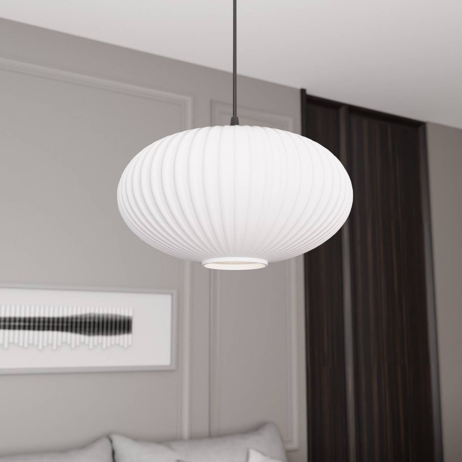 Lampa do jadalni Coco, Ø 30 cm, czarny/opal, szkło