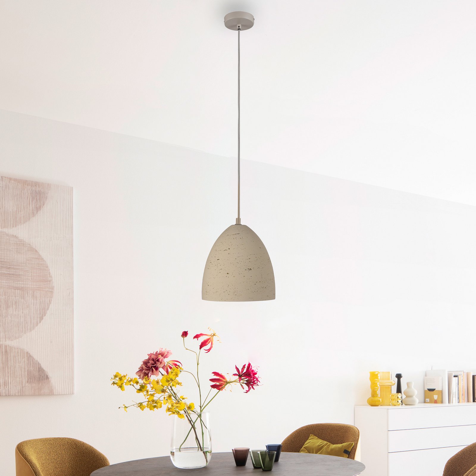 Schöner Wohnen Pakabinamas šviestuvas Traventa, smėlio spalvos, Ø 21 cm, E27