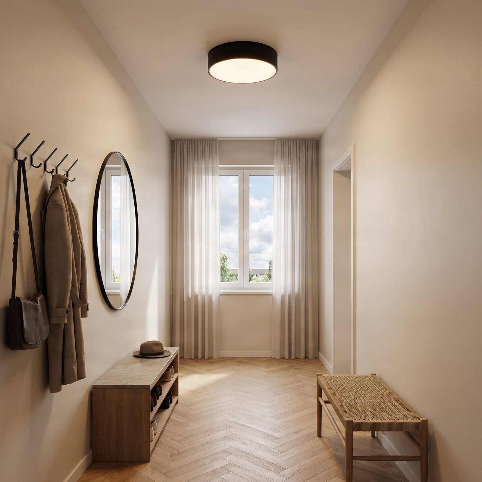 Loftlampe Cleo, Ø 30 cm, IP20, sort, metal, E27 Loftlampe Cleo, Ø 30 cm, IP20, sort, metal, E27