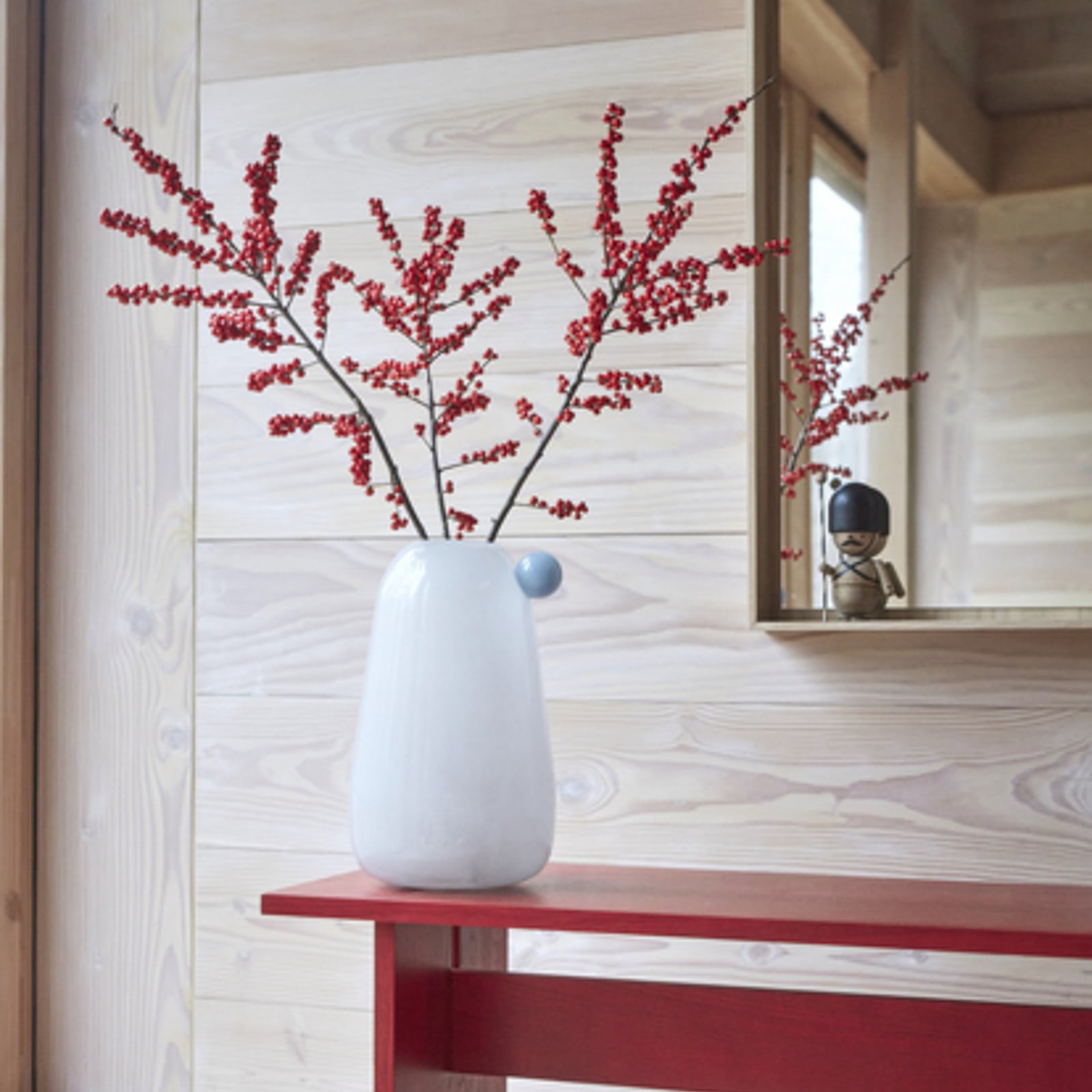 Vase Inka, blanc/bleu, 34 cm, verre - OYOY Living Design