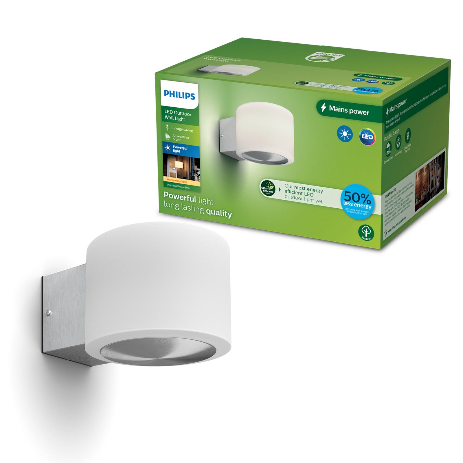 Philips LED лампа за външна стена Otis UE, бяла, стомана, IP44