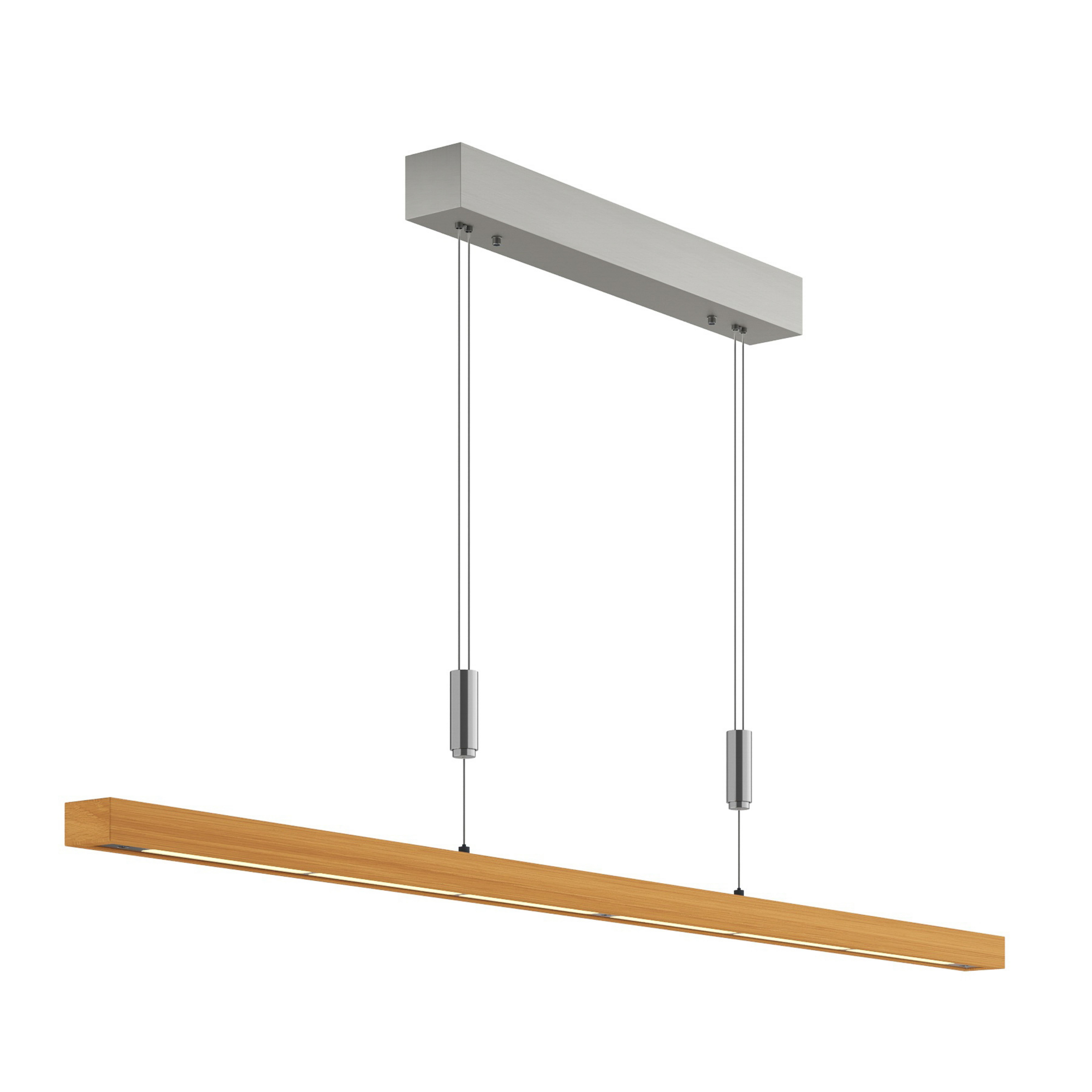 Lámpara colgante LED Nora, roble natural, longitud 118 cm - Quitani