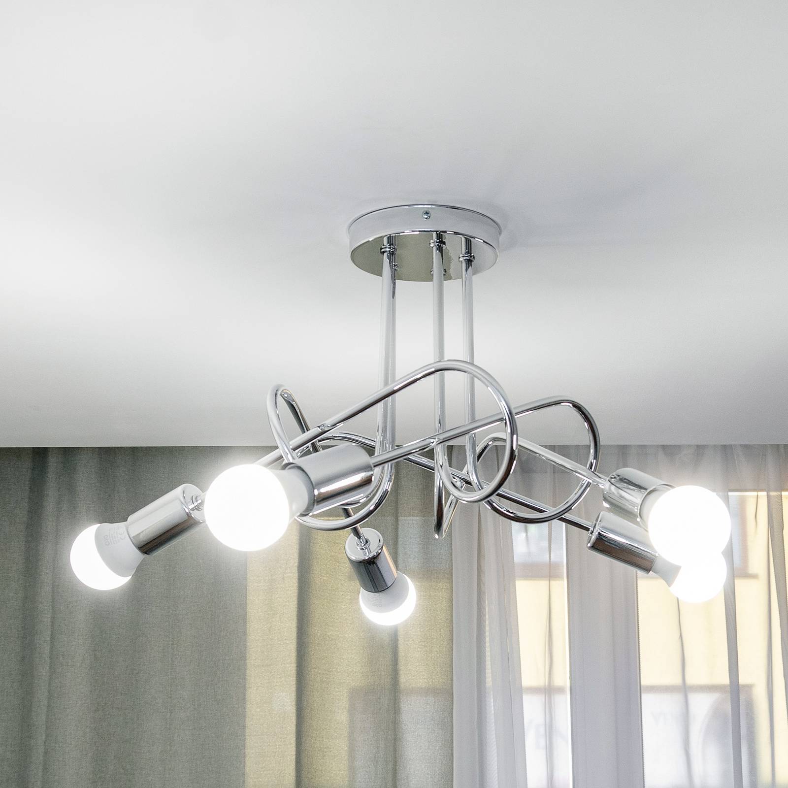 Lampa sufitowa Oxford, chrom, 5-punktowa, Ø 47 cm, metal