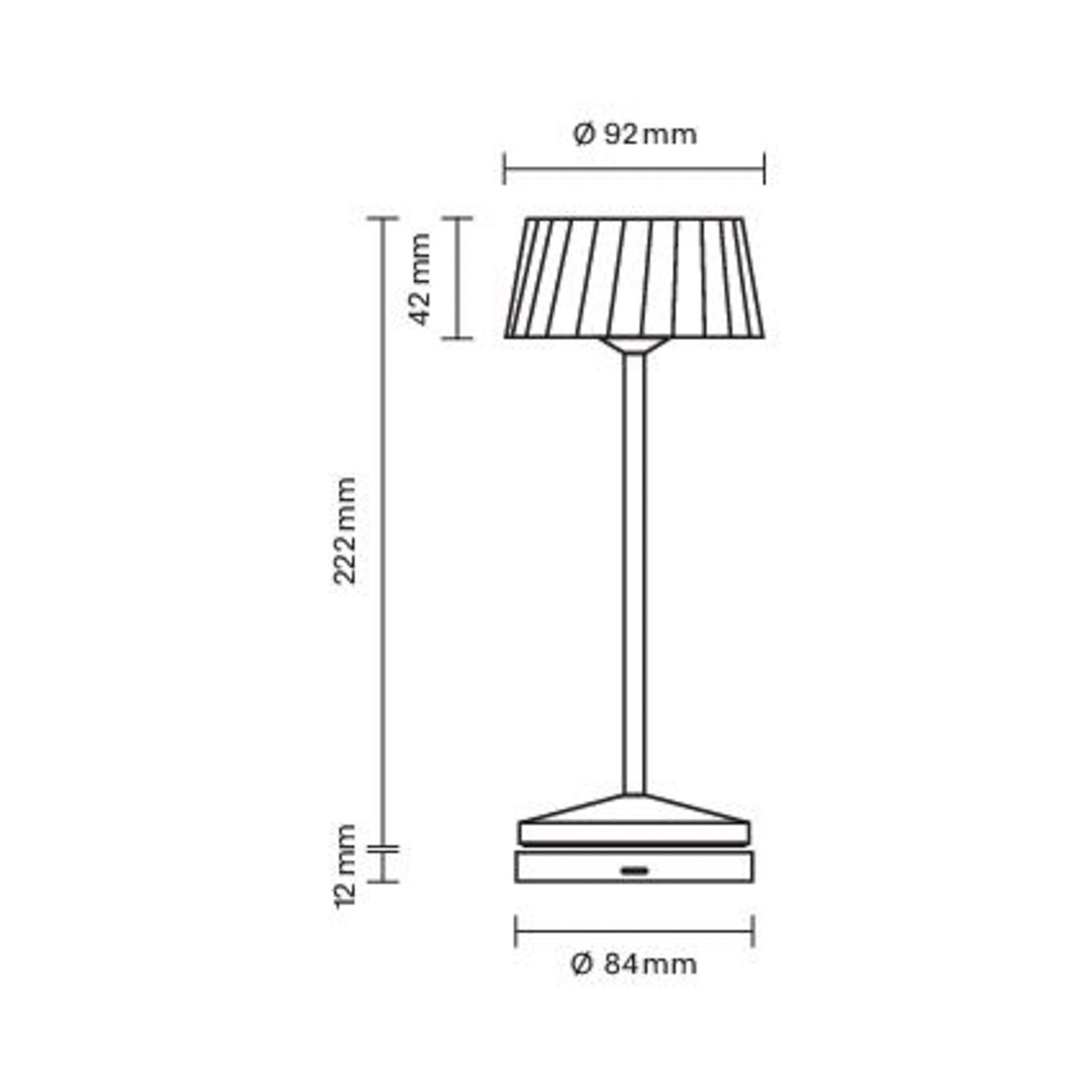LED újratölthető asztali világítás Facetta, fehér, 22 cm, fém, CCT IP44
