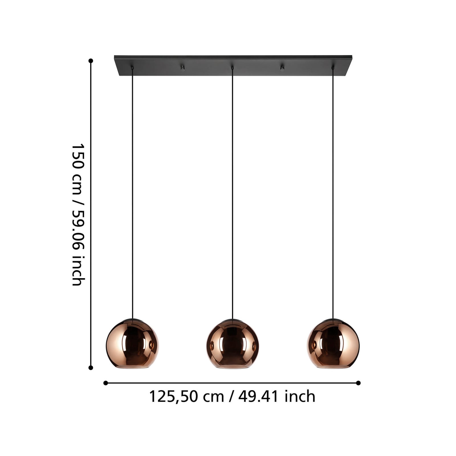 EGLO Stars Of Light závesné svietidlo Cordoba, 3-pl. dlhé, medené
