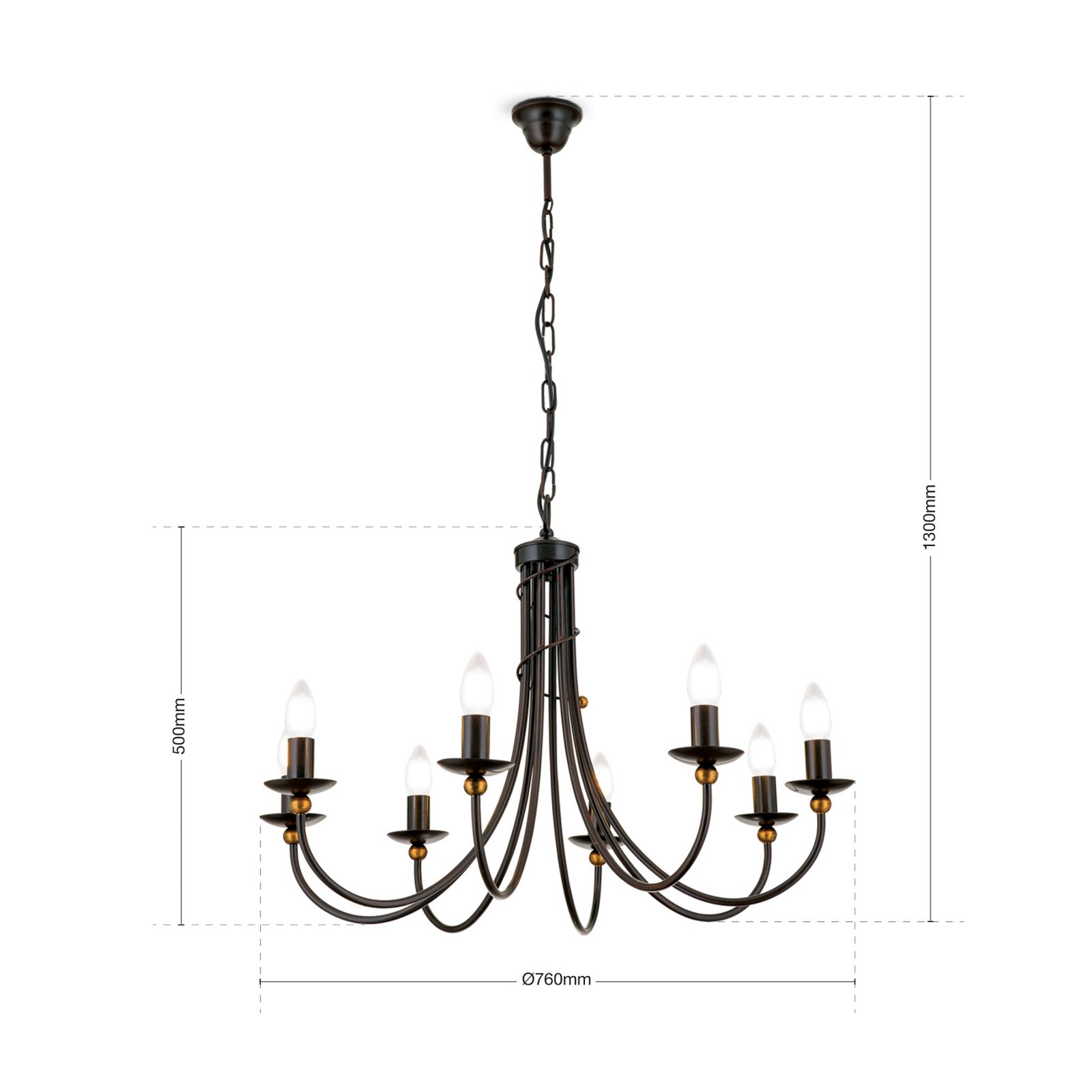 Candelabru Garda, stil rustic, 8 becuri