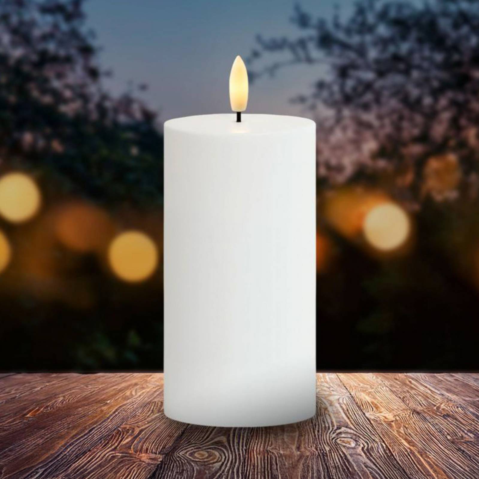 Świeczka LED Sille, zasilana energią słoneczną, wysokość 15 cm, biała, IP44