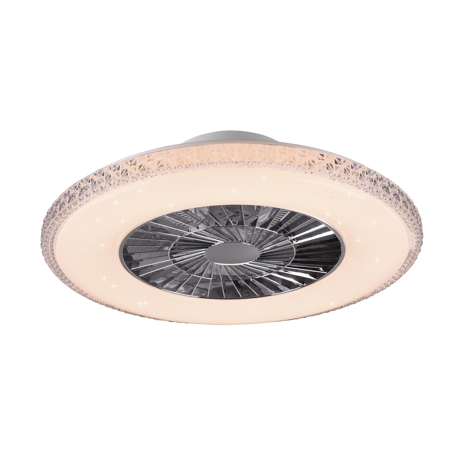 Ventilateur de plafond LED Harstad, cadre cristal