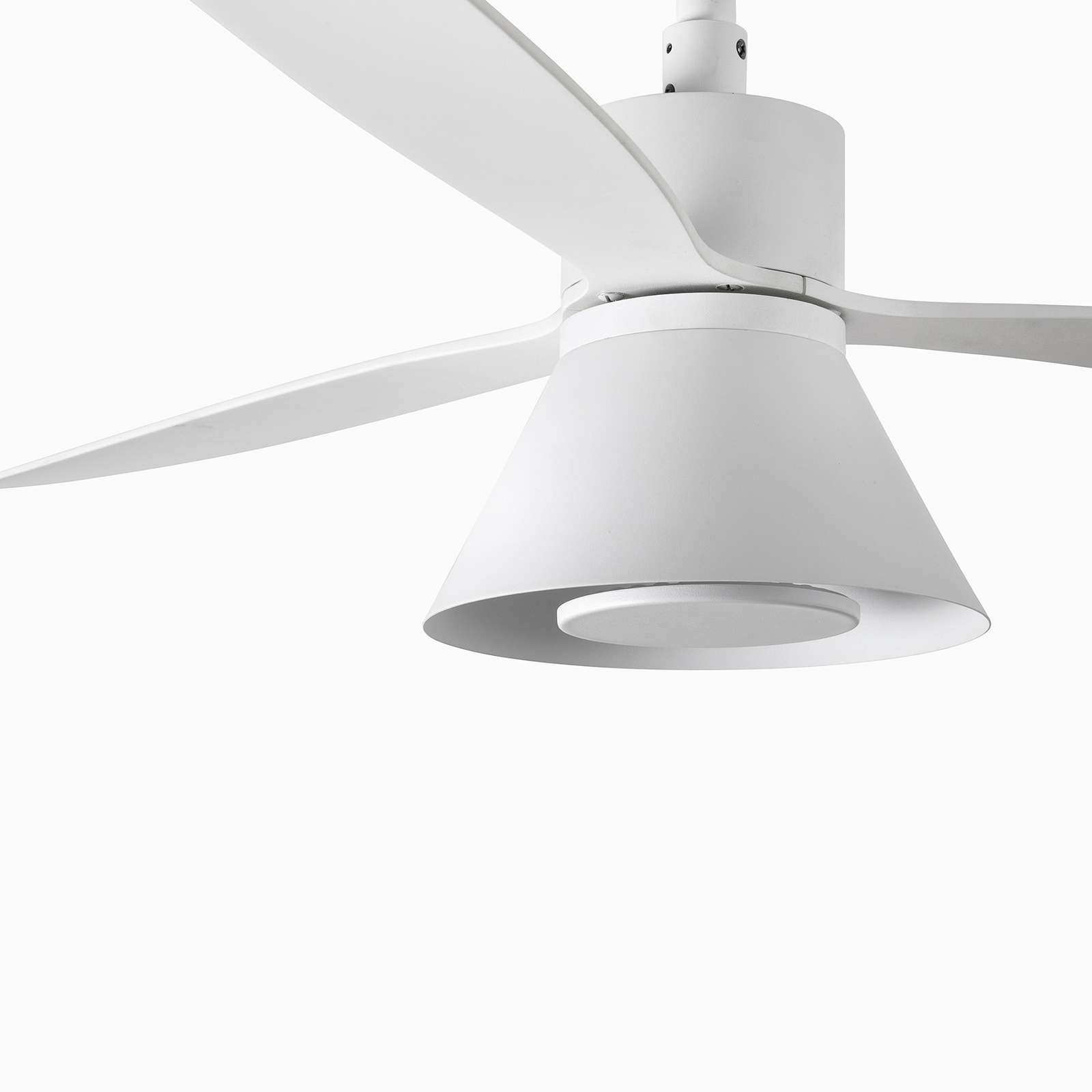 Amelia Cone ceiling fan with an LED light, white
