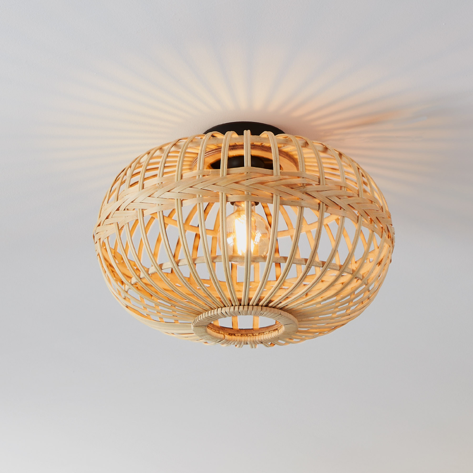 Amsfield ceiling light made of bamboo, oval