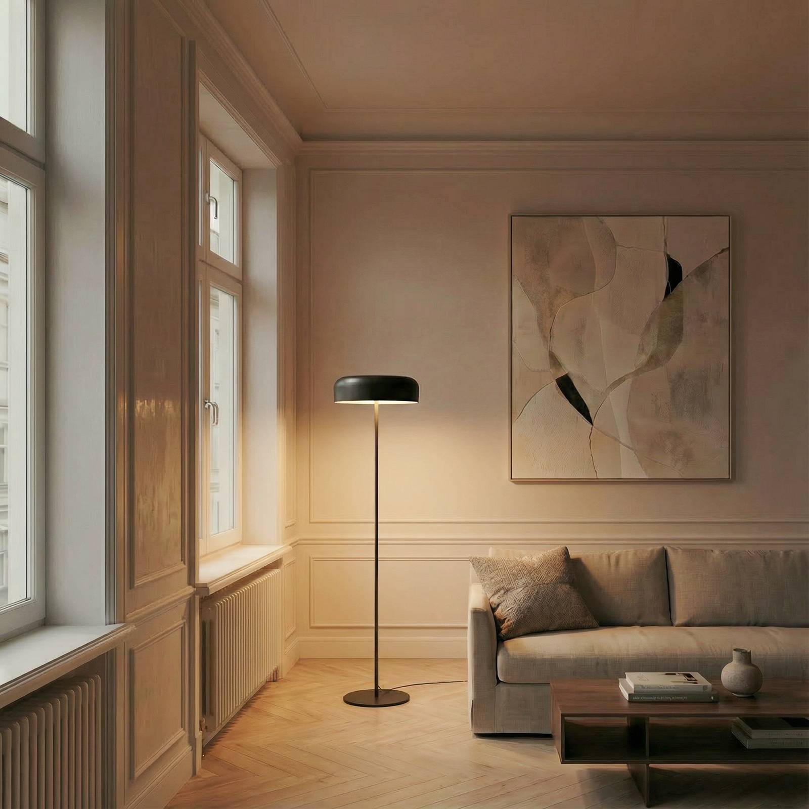 Vloerlamp Lindby Edion, zwart, metaal
