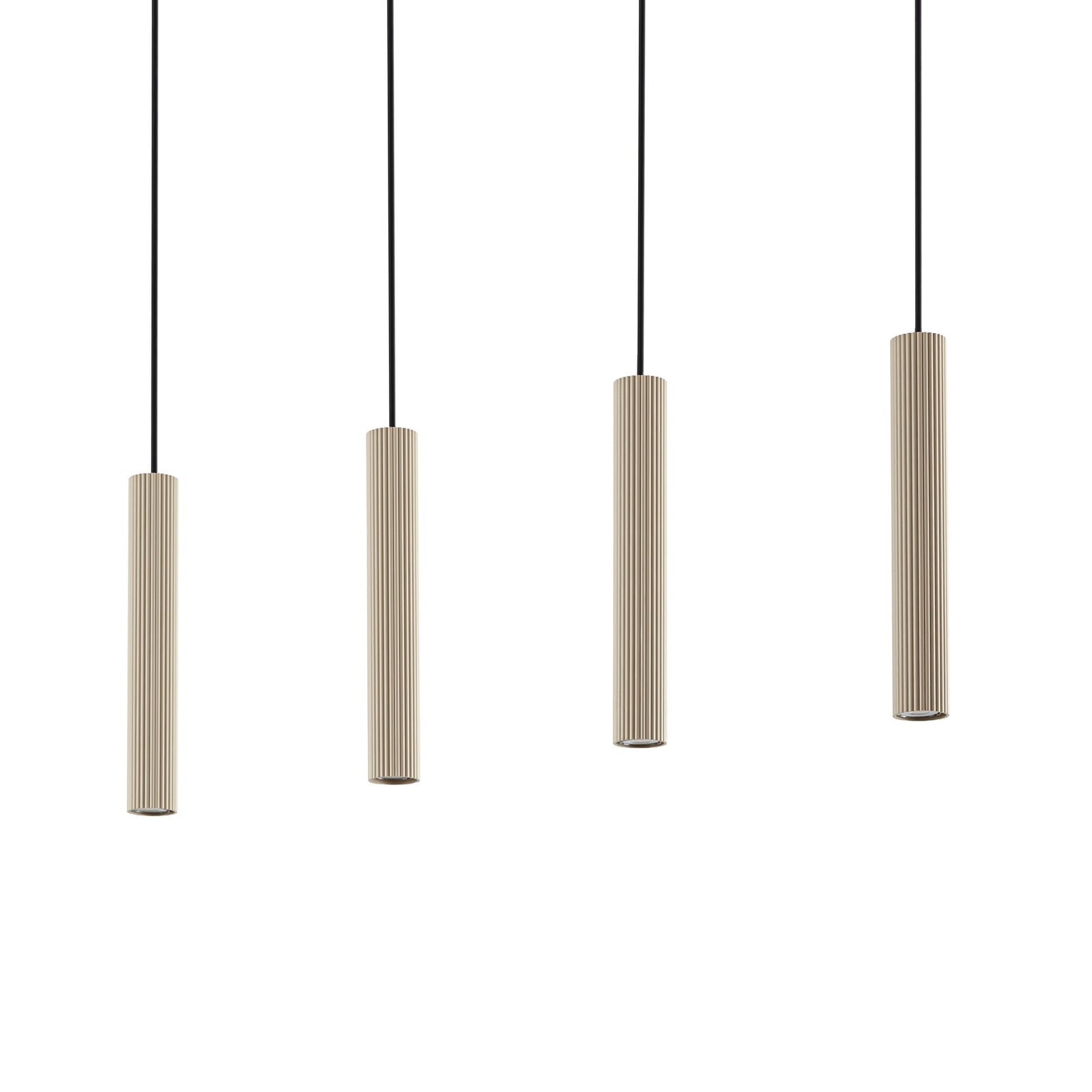 Lindby hanglamp Kardis, 4-lamps, beige, lengte 70 cm
