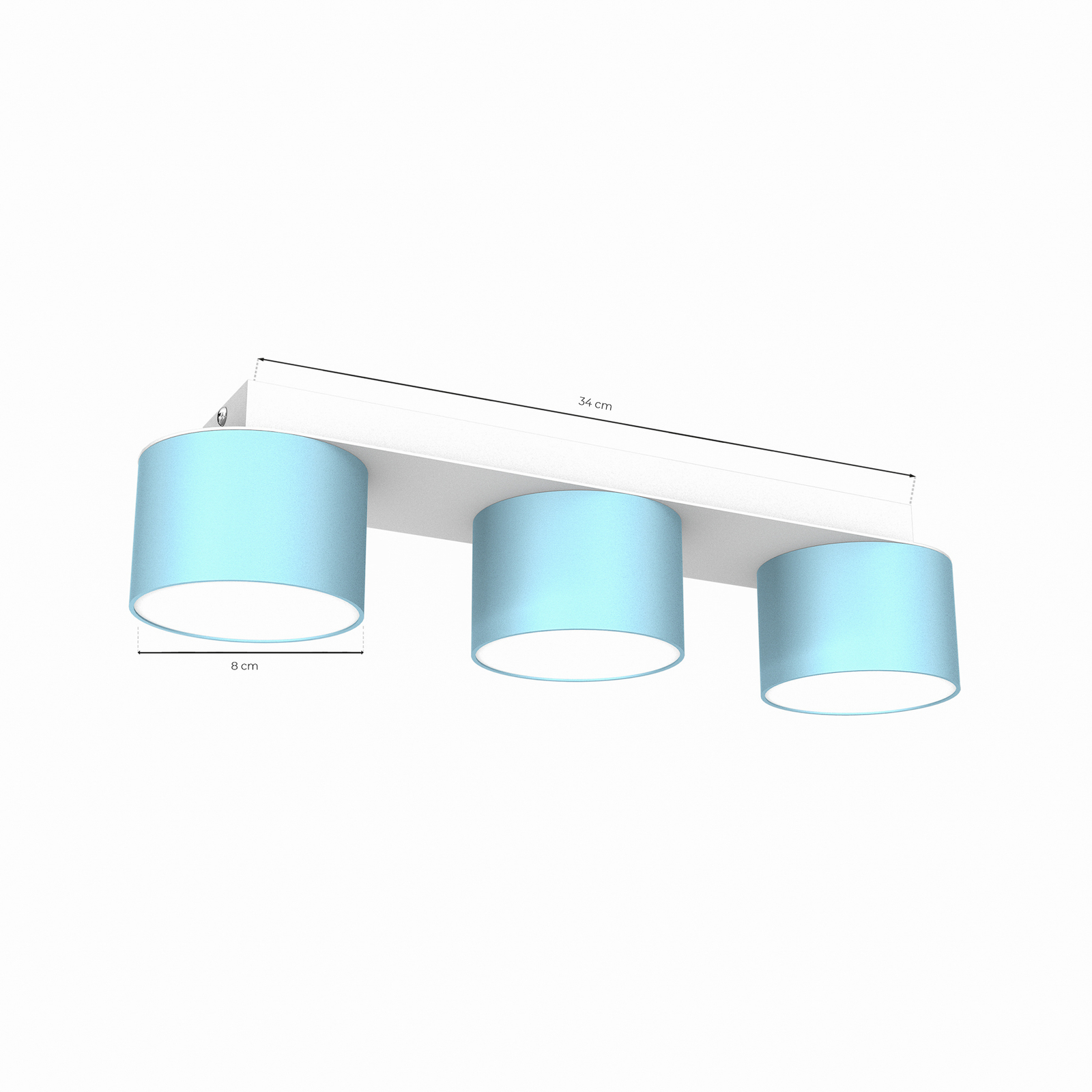 Plafondlamp Cloudy balken 3-lamps blauw