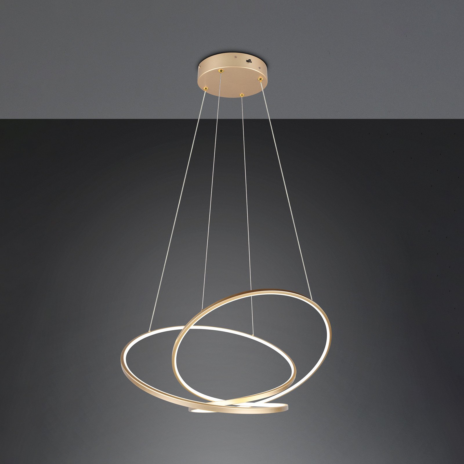 Trio Lighting Lampă suspendată cu LED Darvin lungime 84 cm aurie metal CCT - Camera de zi / sufragerie - modern