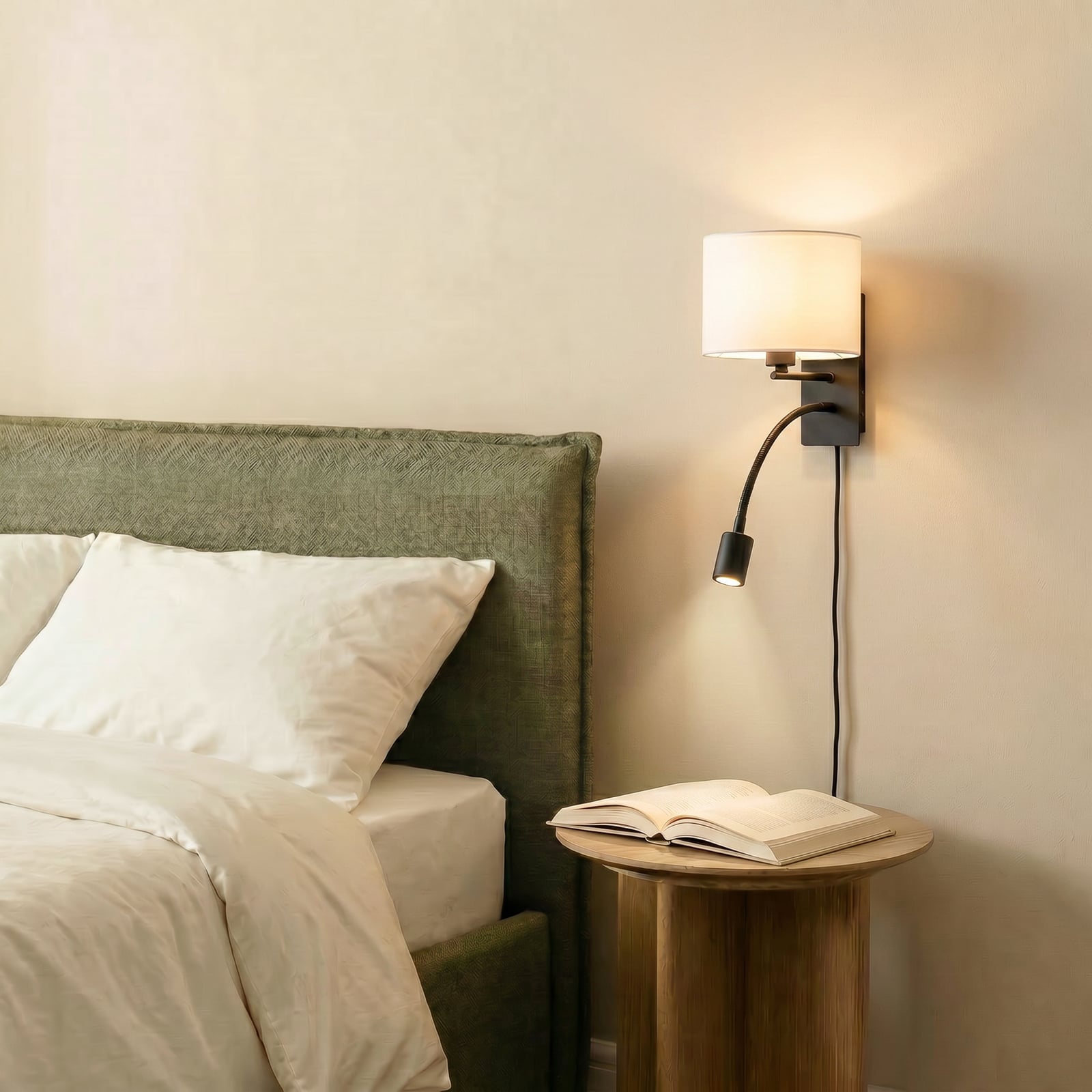 Lindby kinkiet Florens, czarny, lampka do czytania LED, 23,5 cm