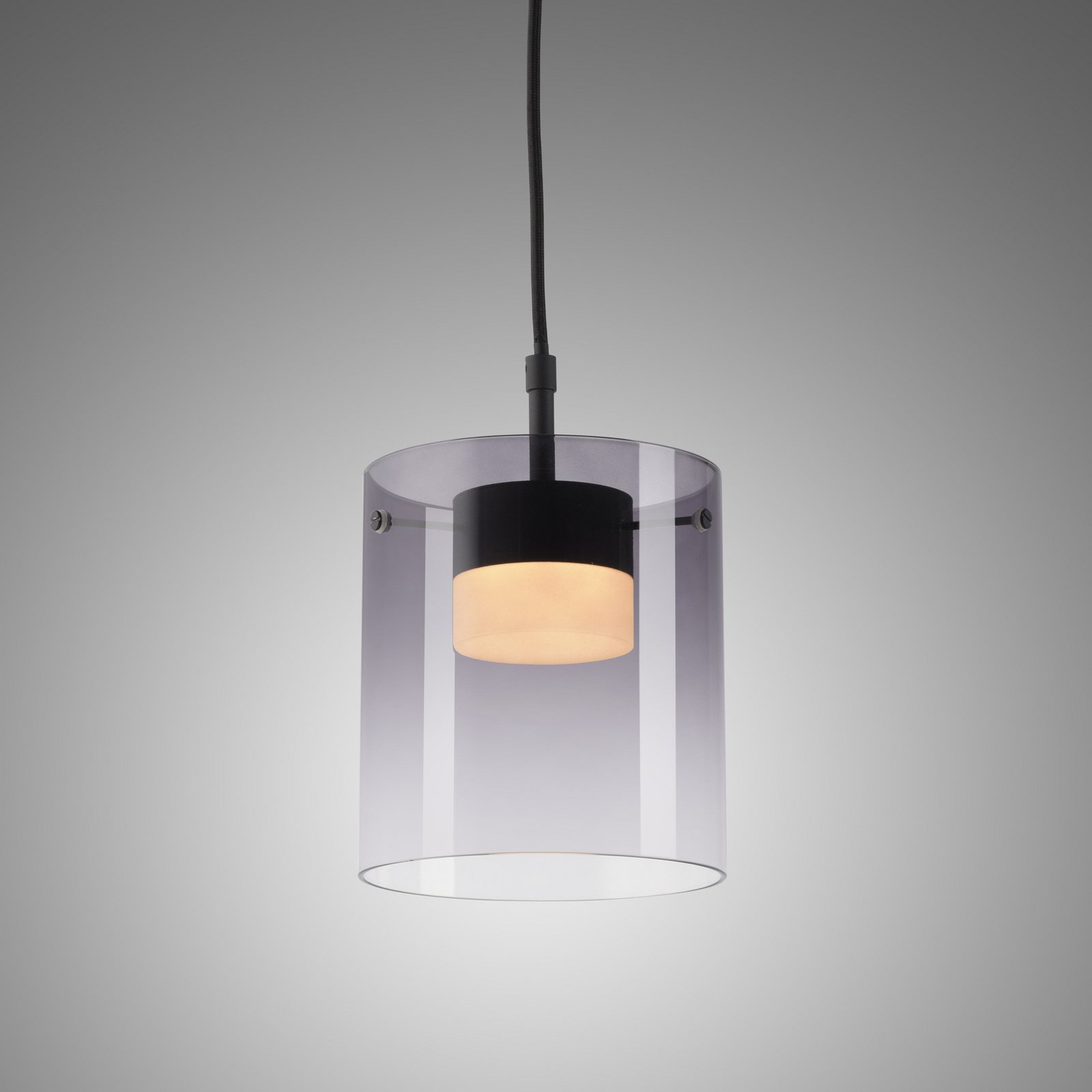 JUST LIGHT. LED hanglamp Elio, rookglas, 1-lamp, zwart