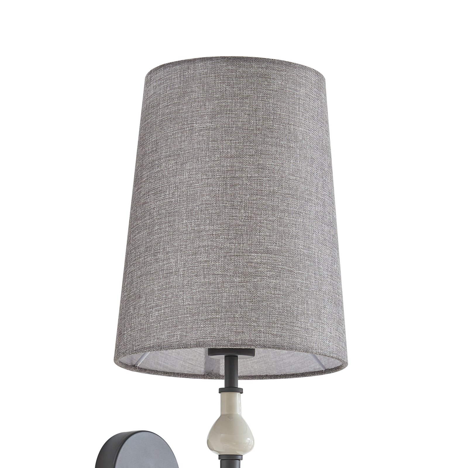 Lindby wandlamp Haldorin, grijs/zwart, textiel, 58 cm