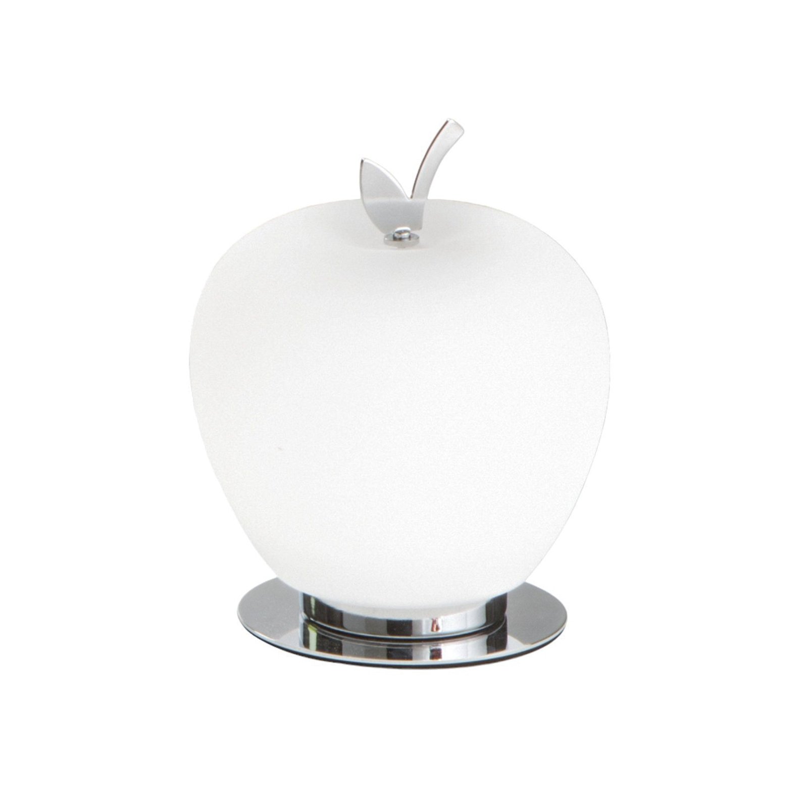 Wendy LED galda lampa, balta/hroma, ābolu forma, stikls, aptumšojama