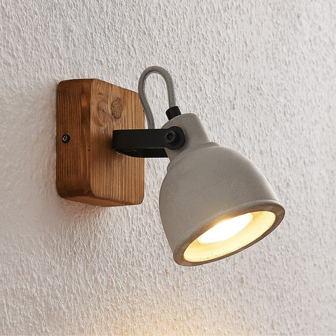 Lindby Mirka Spot pour plafond LED, bois et béton