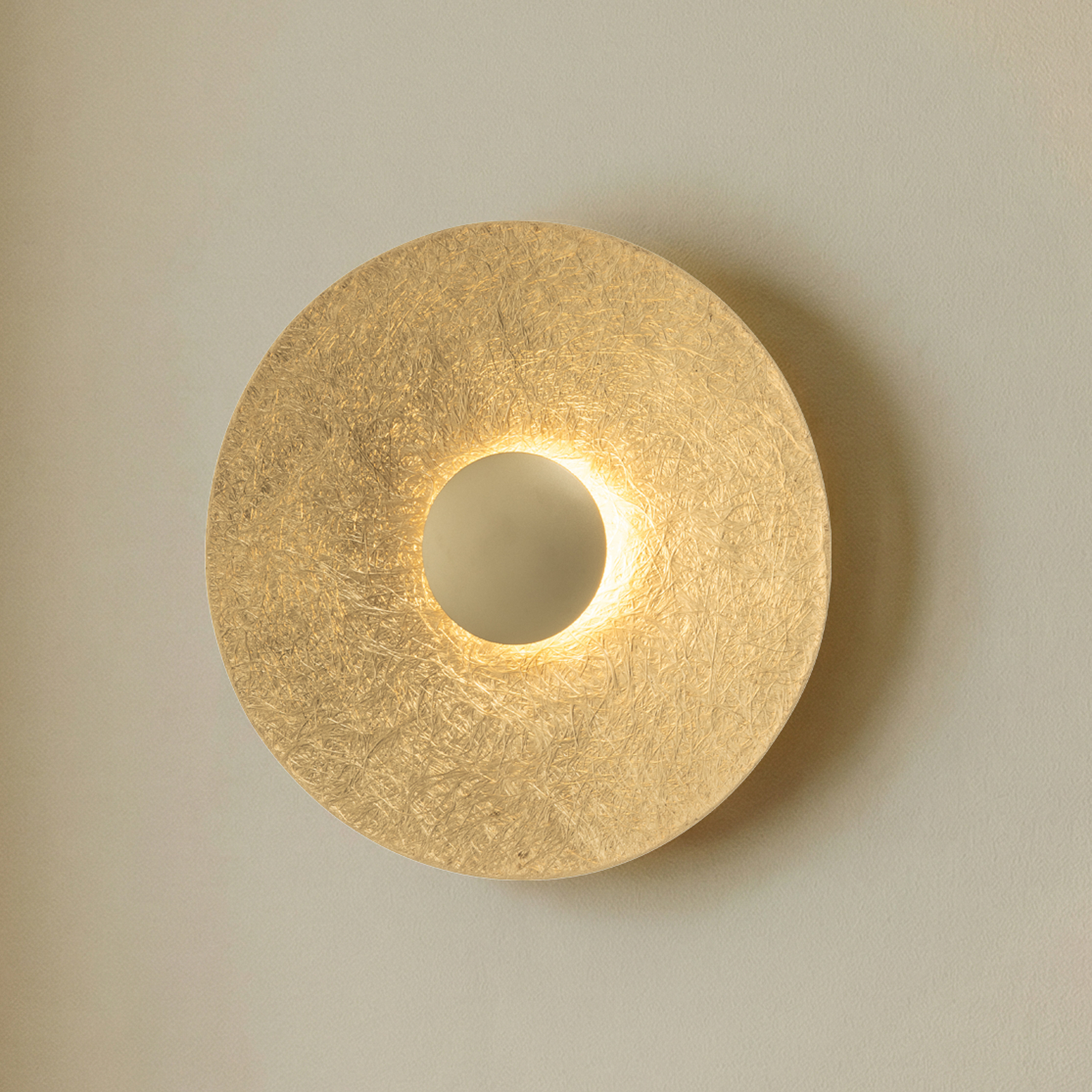 LED nástěnné světlo Sole S, Ø 44 cm, zlatá barva, ocel, 3 000 K