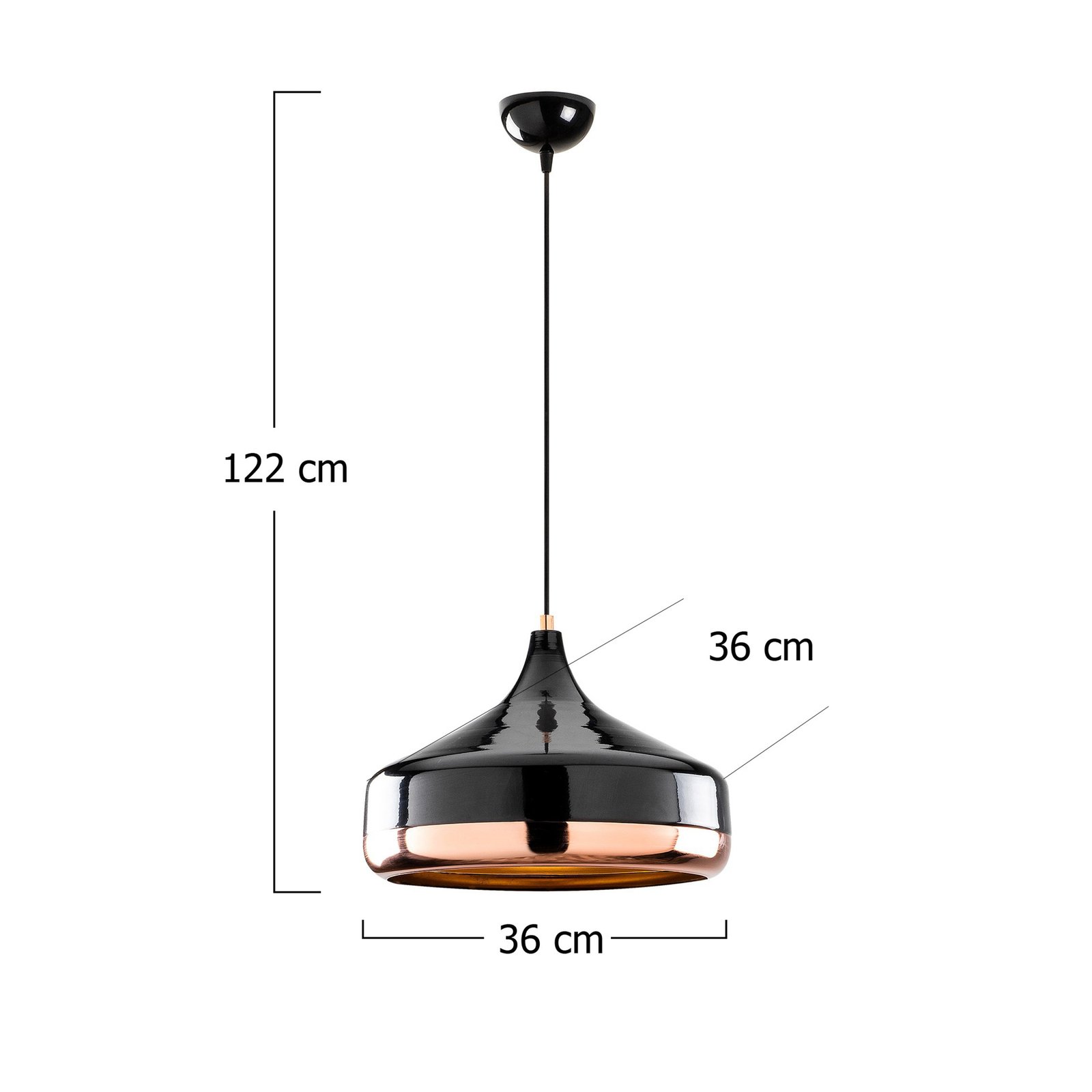 Hanglamp Yildo 253-S 1-lamp Ø36cm zwart/koper
