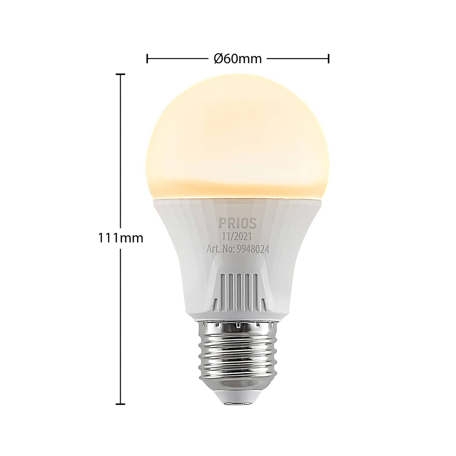 Image of PRIOS Ampoule LED E27 A60 11 W blanche 3 000 K 4251911730760