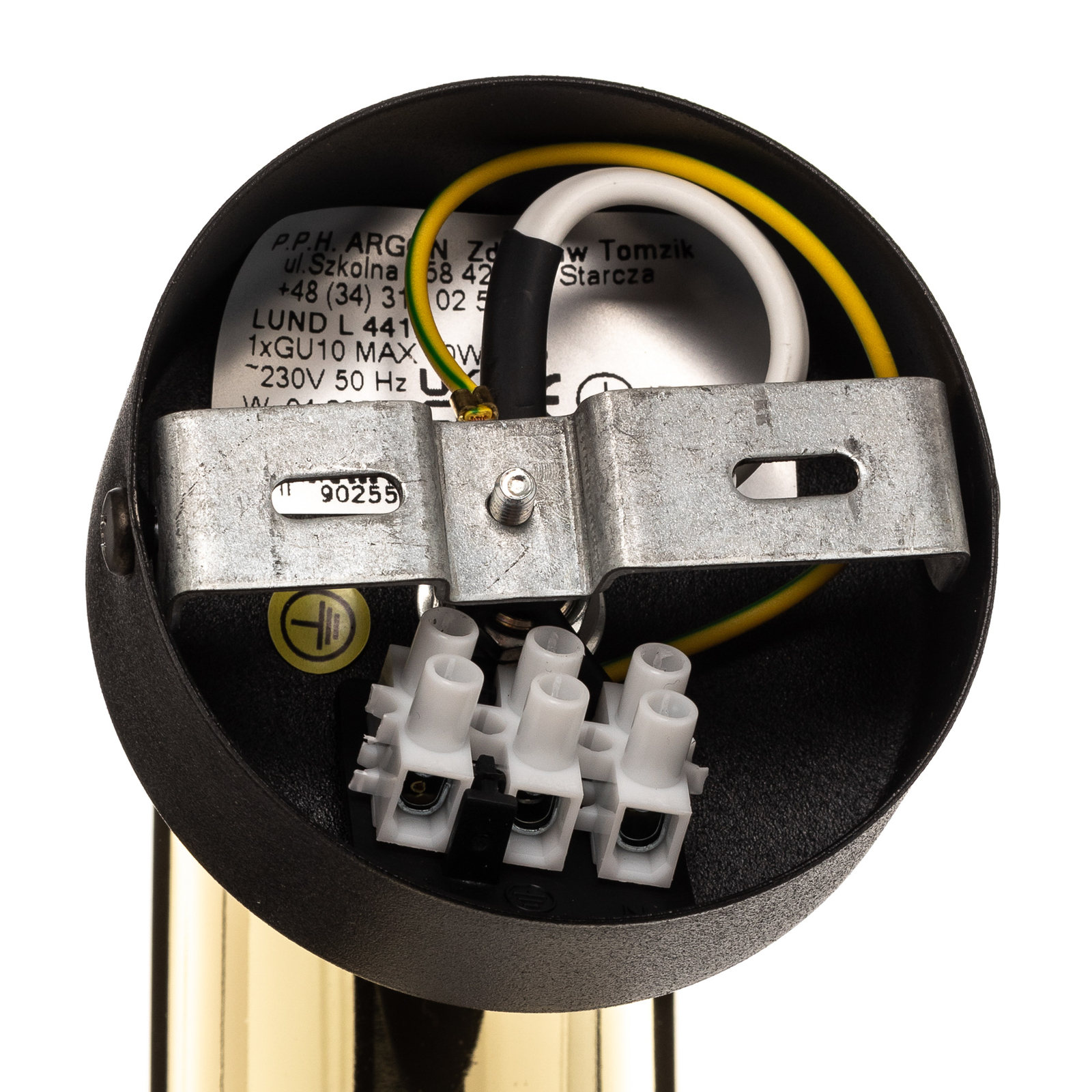 Lund downlight, black and gold, one-bulb