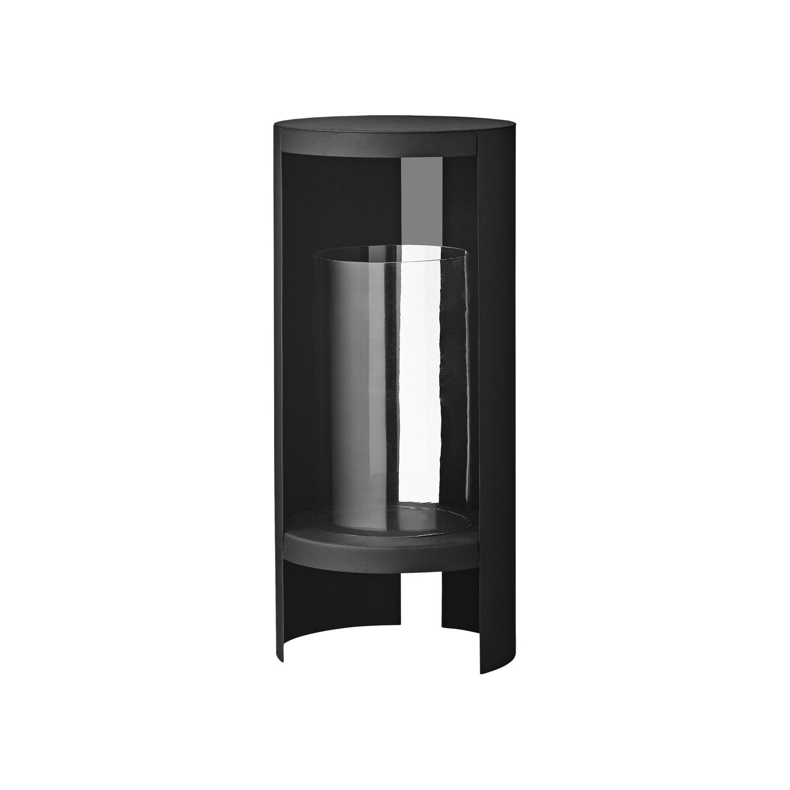 AYTM lantern Ora, black, height 58.4 cm, glass, aluminium