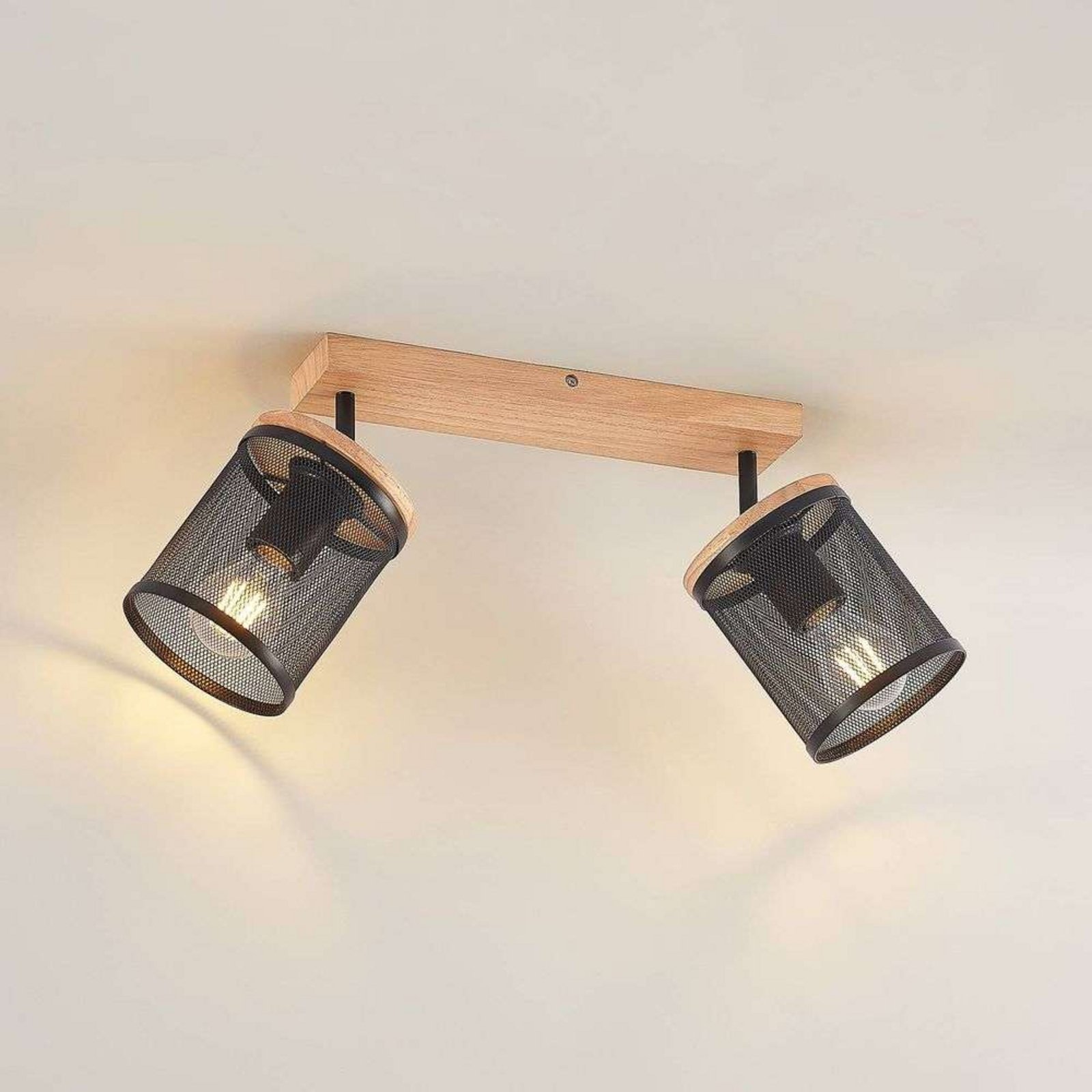 Kiriya 2 Stropna lampa Crna/Drvo - Lindby