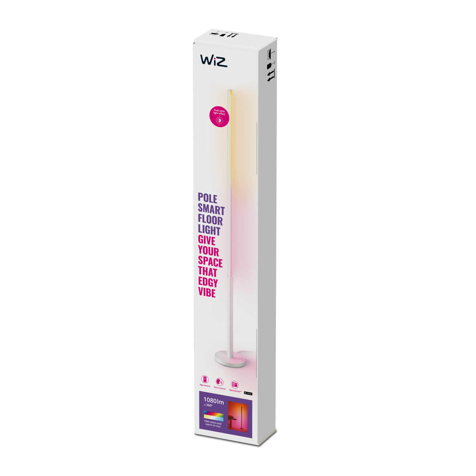 WiZ LED-gulvlampe Pole, justerbar i hvitt og farger
