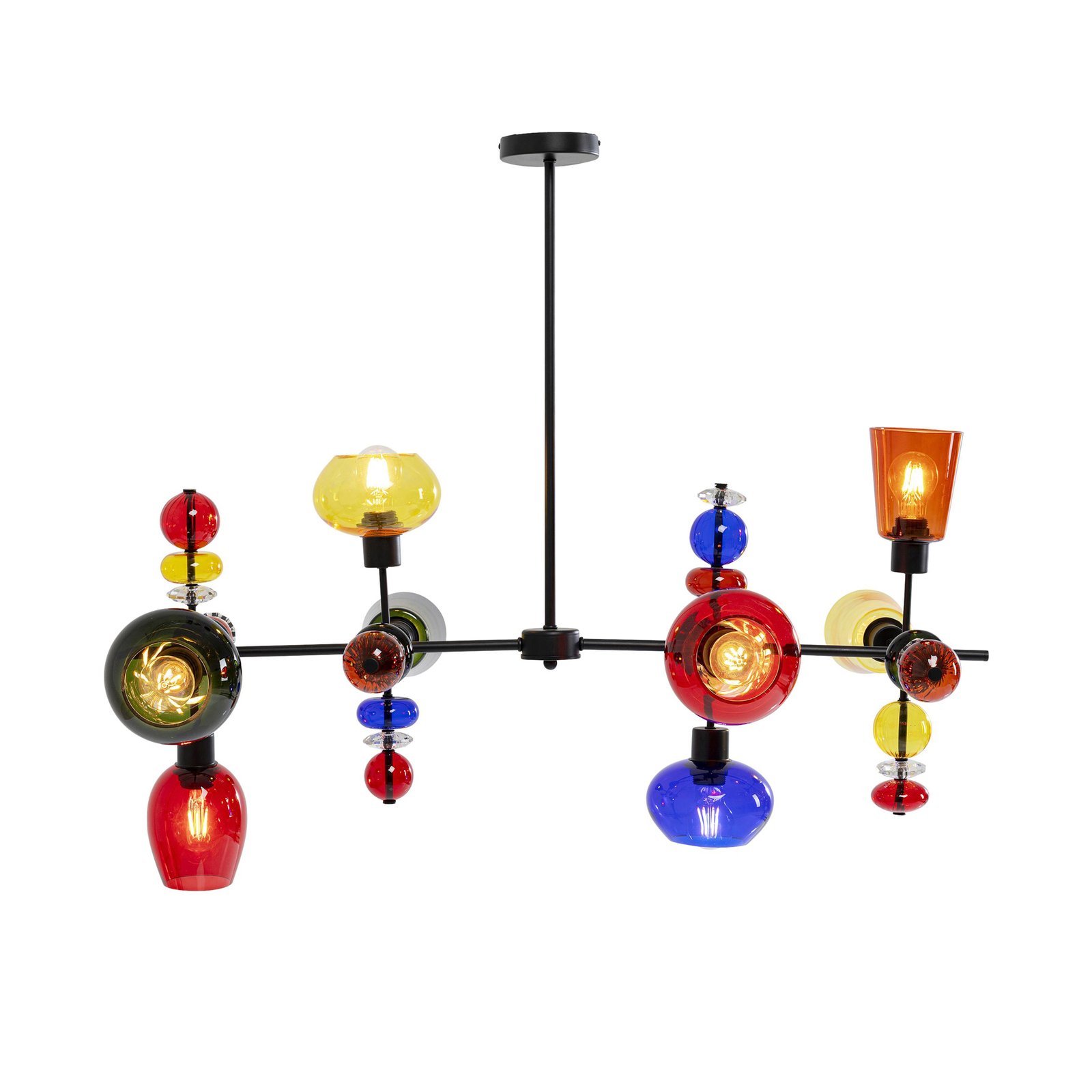 KARE Suspension Mazzo Otto, verre multicolore, à 8 lampes