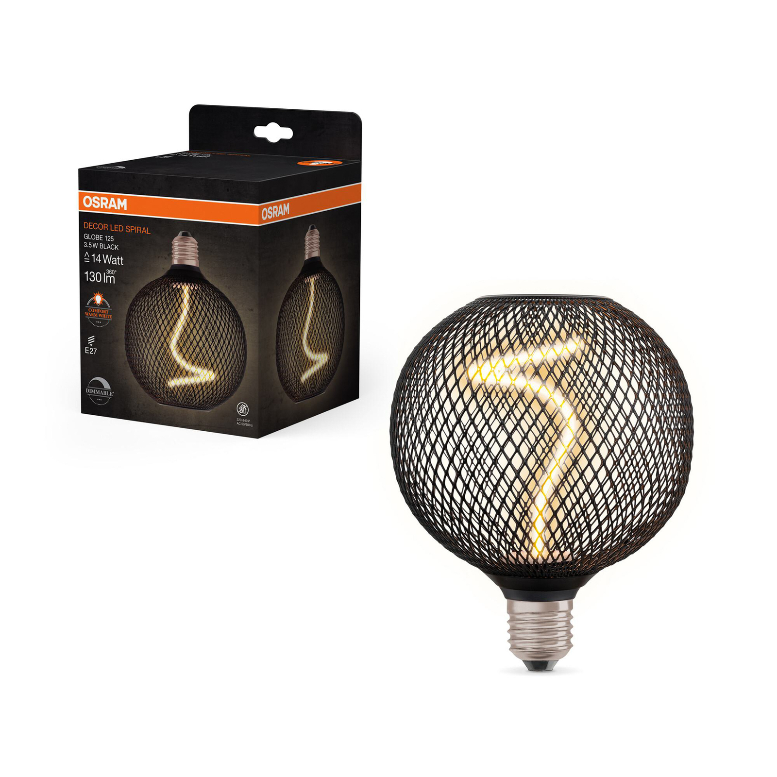 OSRAM Decor LED špirálová žiarovka E27 3,5W čierna 818