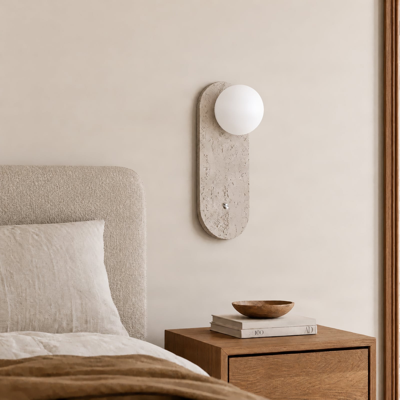 Lumille-seinävalaisin, lasi, korkeus 33 cm, beige/valkoinen – Lindby