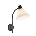 Mira vegglampe, svart/hvit, jern/stoff, bredde 22 cm