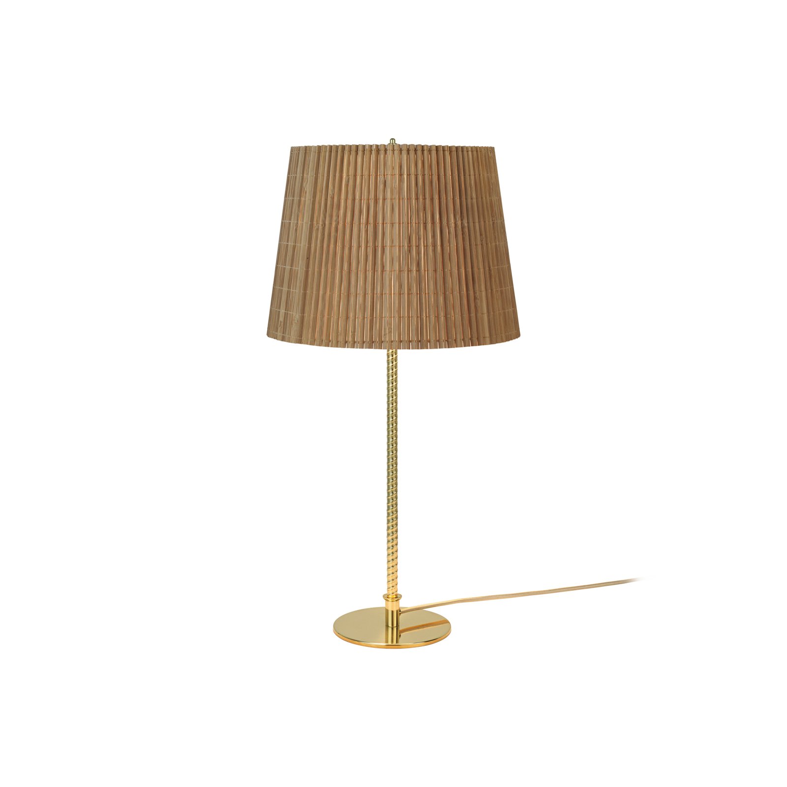 Stolná lampa GUBI 9205, mosadz, bambusové tienidlo, výška 58 cm