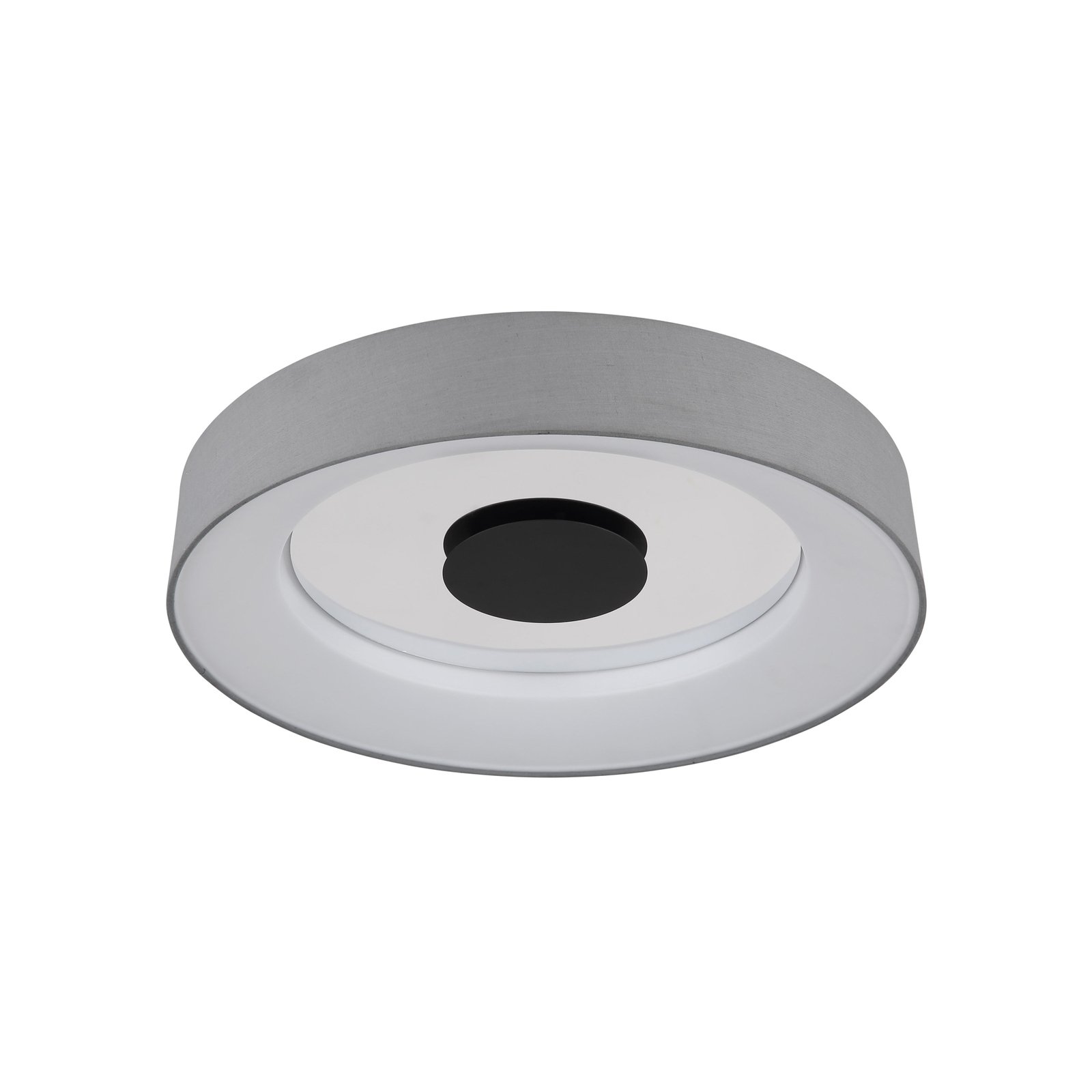 Inteligentné stropné svietidlo LED Terpsa, biela/sivá, Ø 46,8 cm, látka
