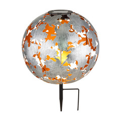 LED solárne svetlo 36749S guľa Ø 27 cm, strieborná, zemný hrot