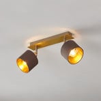 Plafondlamp Valbiano cappuccino/goud twee lampjes
