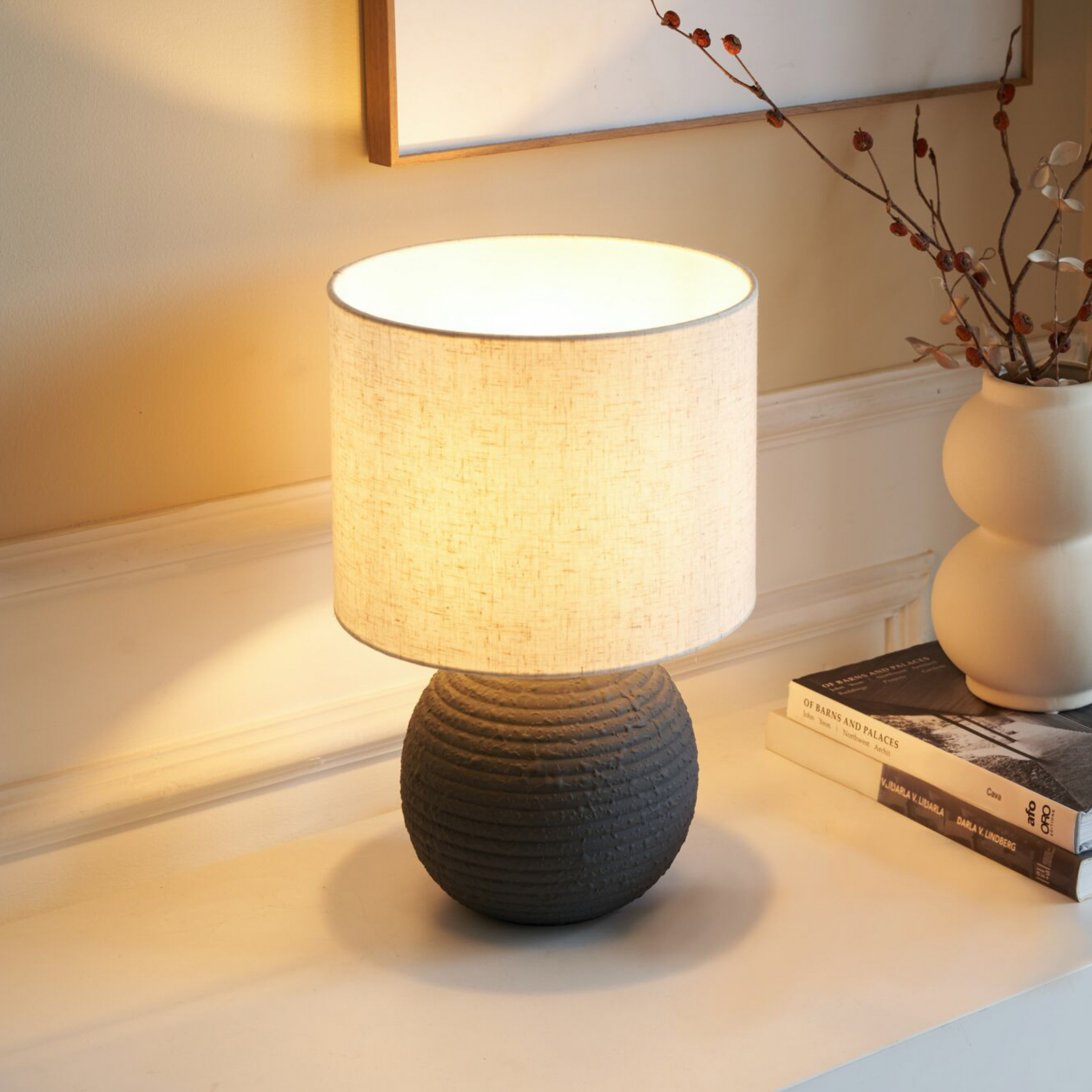 Pauleen-pöytävalaisin PURE BEAUTY, valkoinen/antrasiitti, korkeus 36 cm