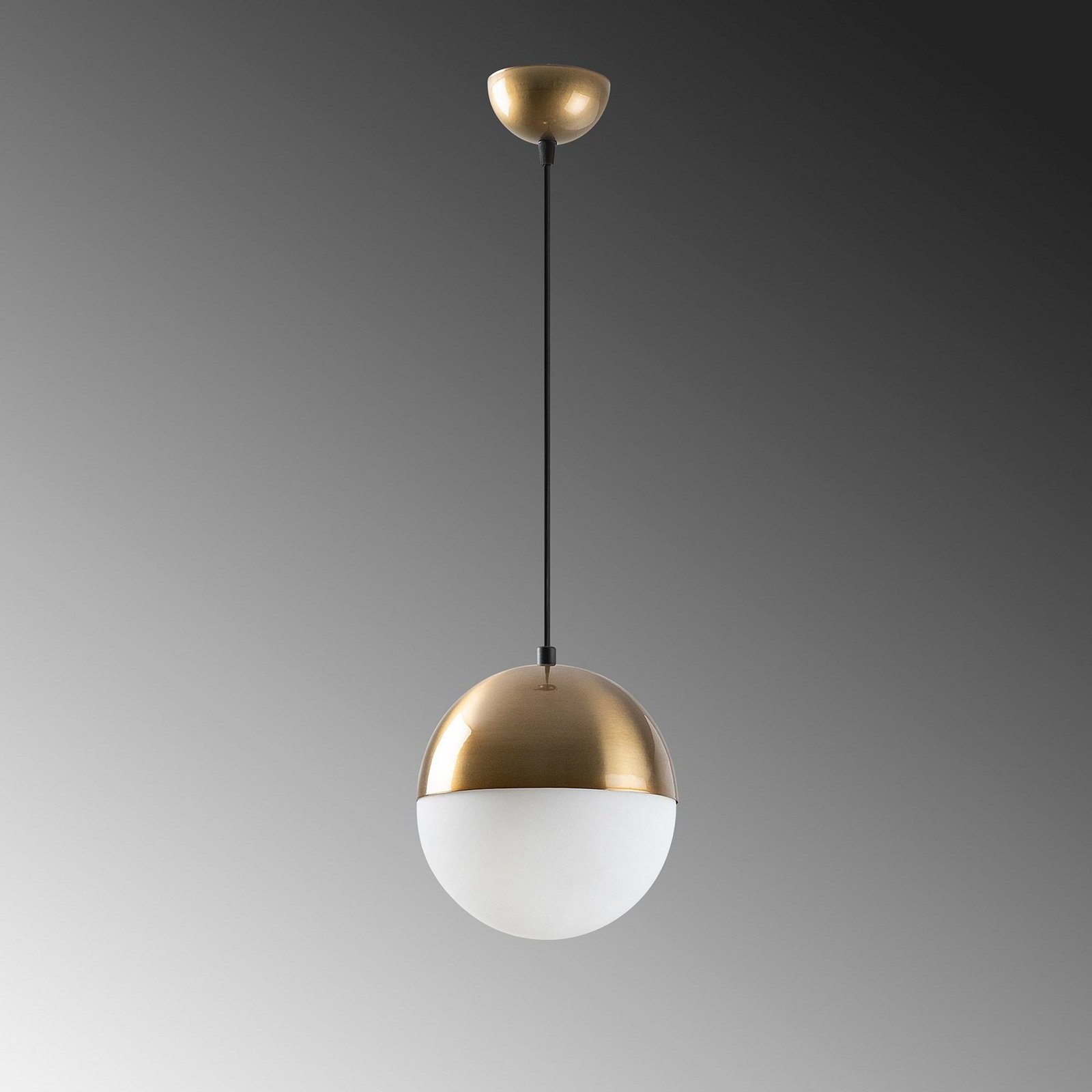 Bastos 2101 hanglamp, antiek goud, opaalglas, Ø 20 cm