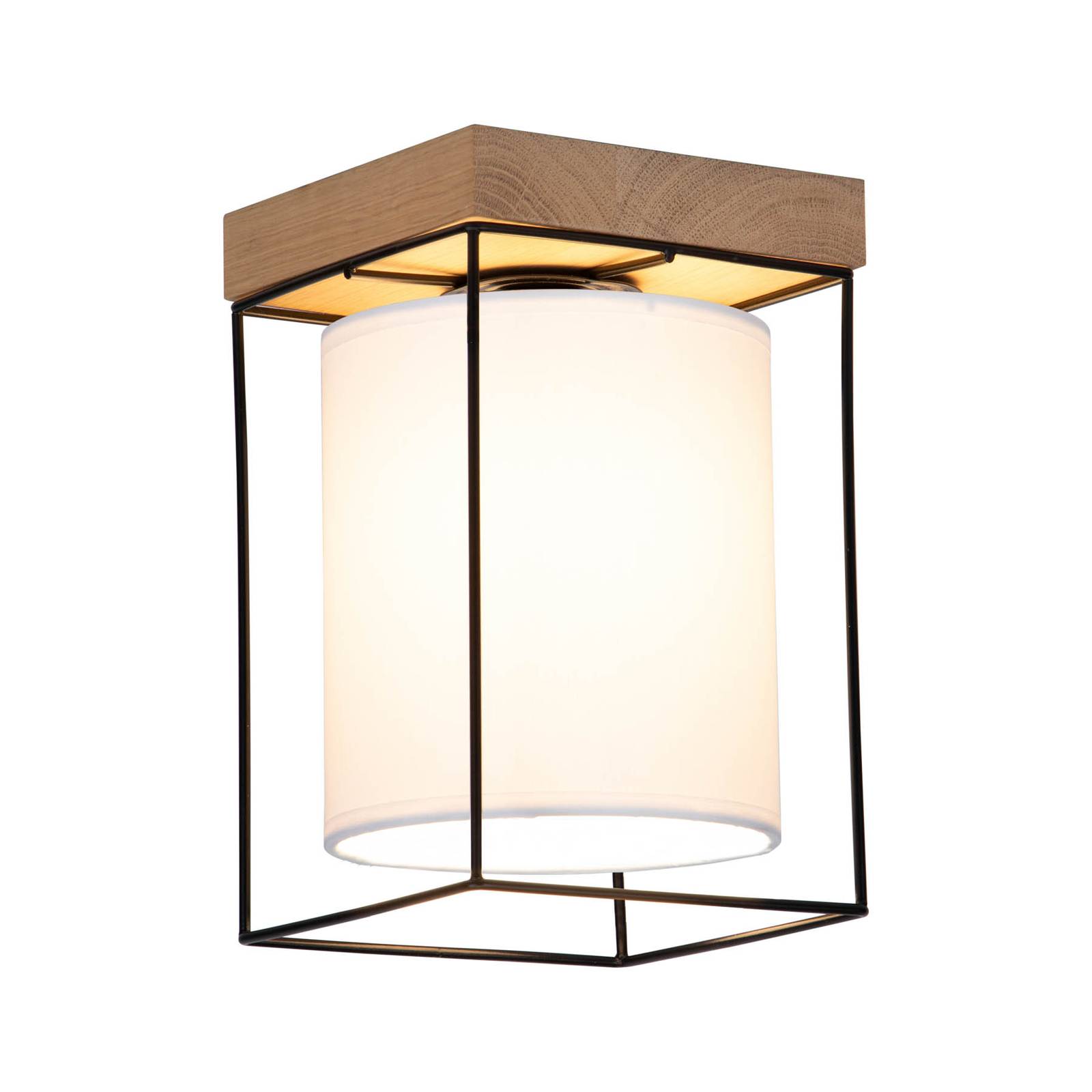 Taklampa Trapper, svart/vit/ek, 1 lampa