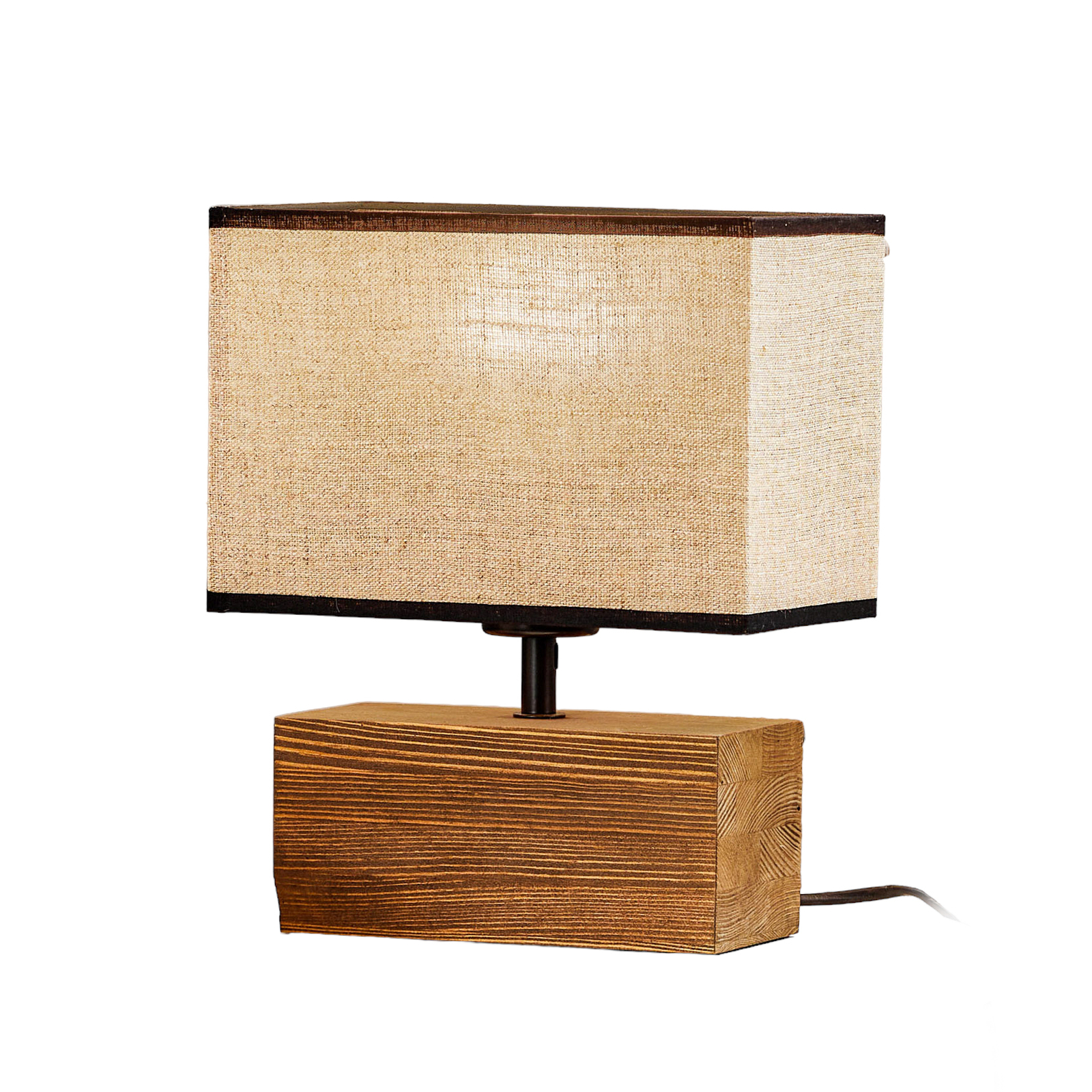 Theo table lamp, walnut, fabric lampshade, beige