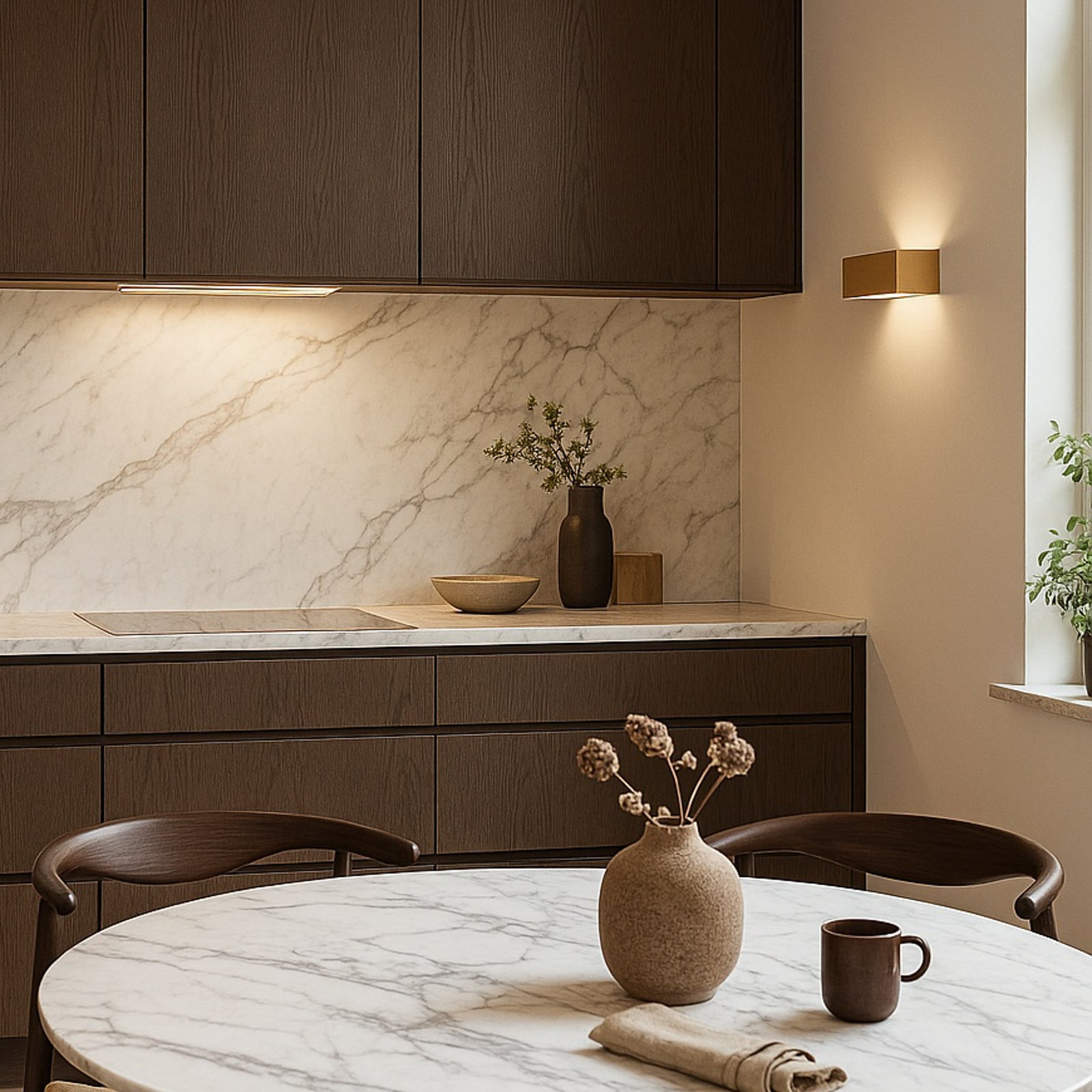 Linea W2 LED-Wandlampe messing 30cm, CCT, IP54 - Light-Point